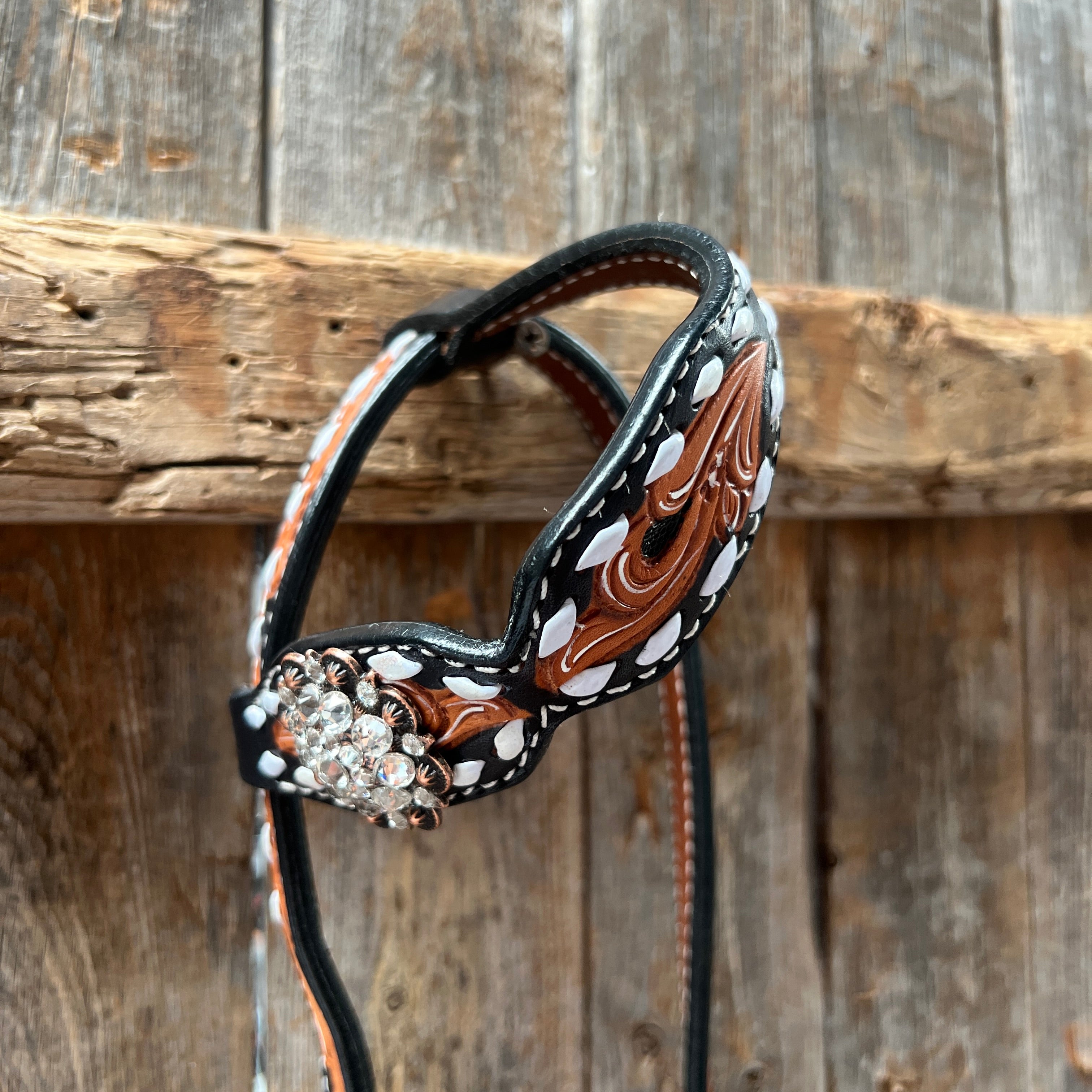 Classic Style Buckstitch Browband/One Ear Headstall & Breastcollar Tack Set BBBC406 — view 8