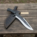 Handmade Carbon Steel Clip Point Bowie Knife with Black Micarta Handle
