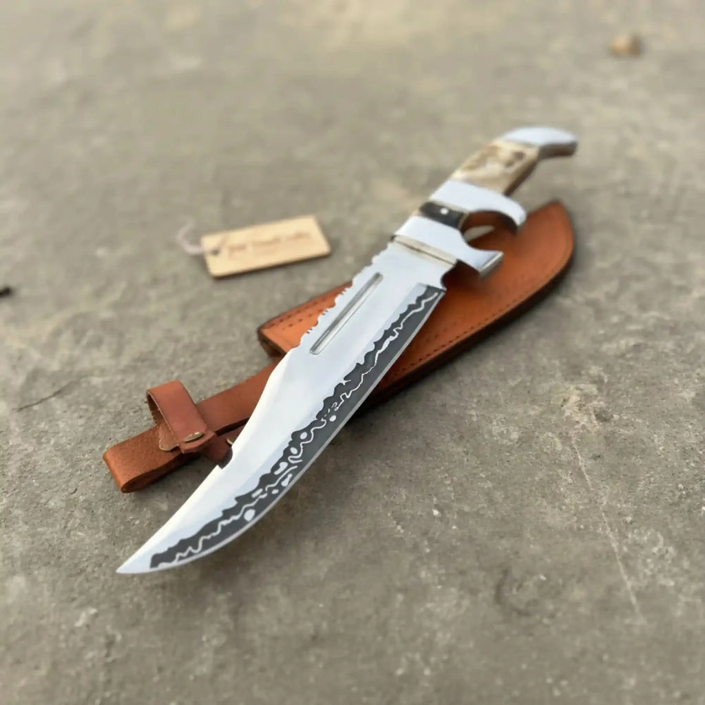 Frontier Bowie Knife 8 Inch blade Clip Point Carbon Steel Blade | Hunting Outdoor