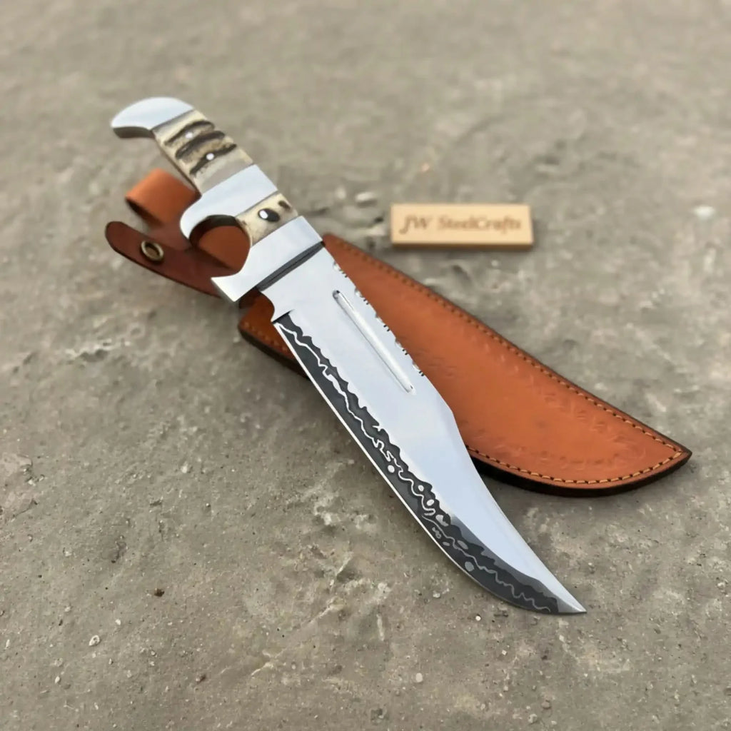 Frontier Bowie Knife 8 Inch blade Clip Point Carbon Steel Blade | Hunting Outdoor