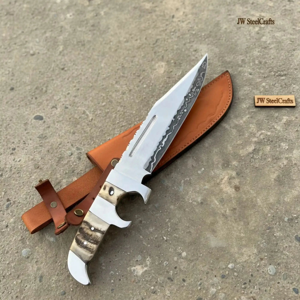 Frontier Bowie Knife 8 Inch blade Clip Point Carbon Steel Blade | Hunting Outdoor