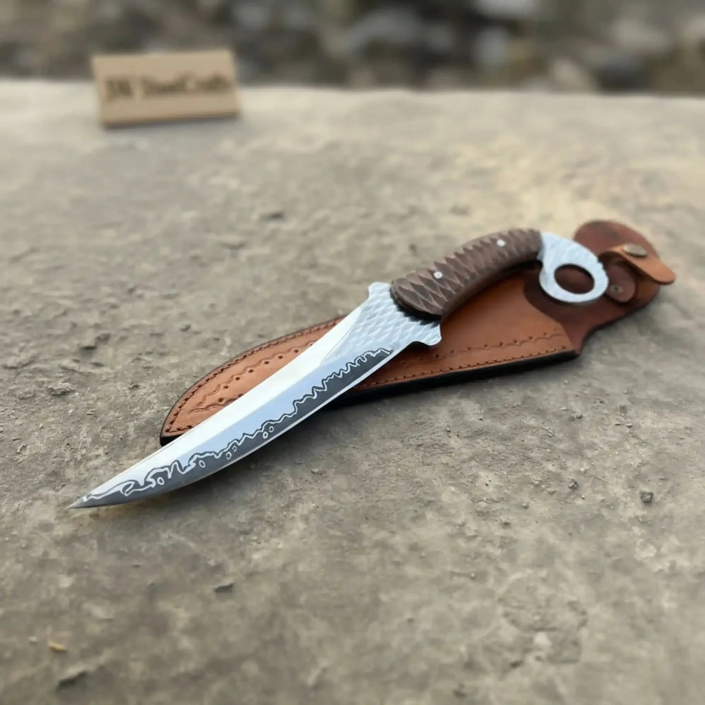 Indonesian Karambit Knife Recurve Blade acid etched Outdoor Utility