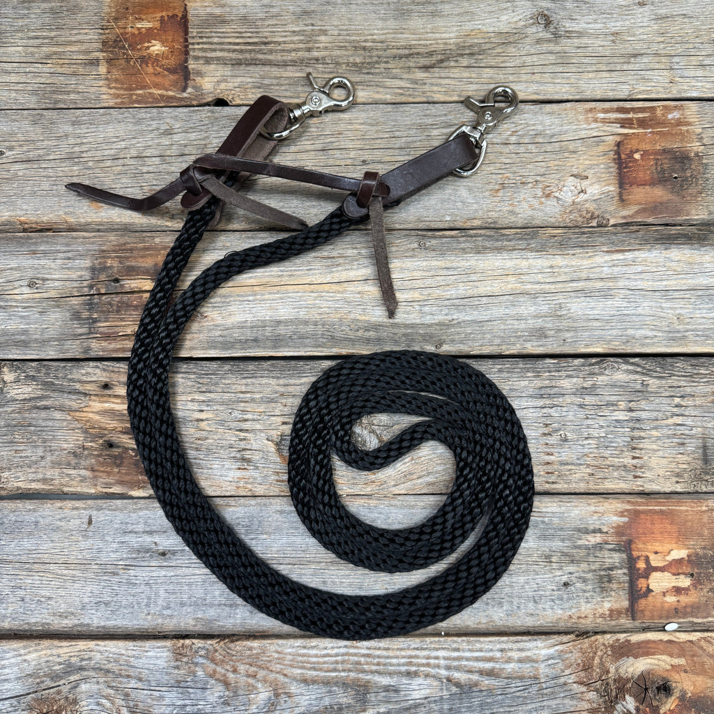 Thin Black Nylon Western Barrel Racing Reins #NR100