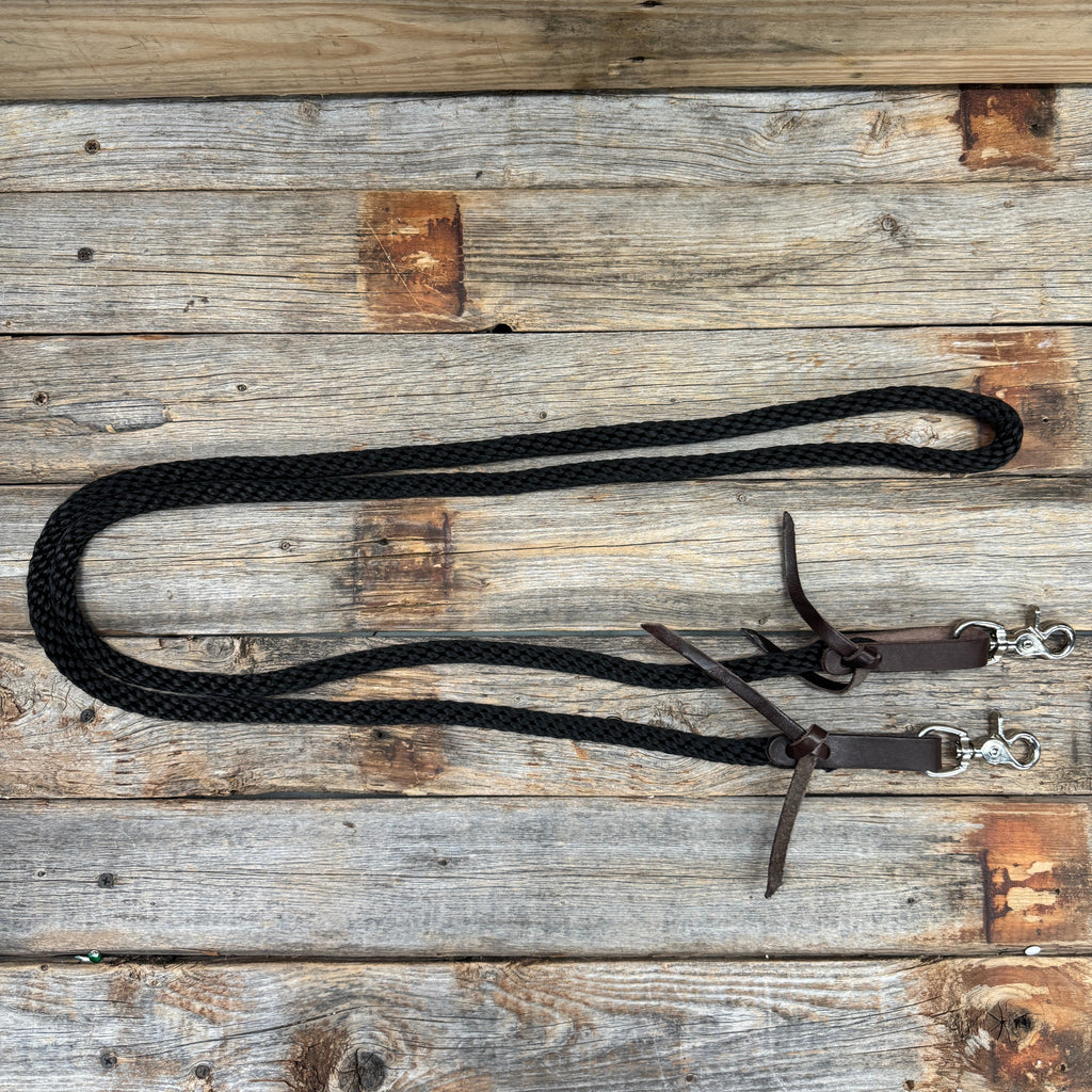 Thin Black Nylon Western Barrel Racing Reins #NR100 — view 2