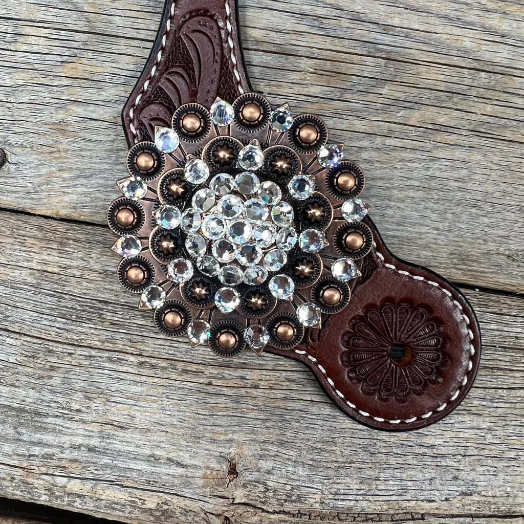 Floral Spur Straps - Copper Conchos #SS105 — view 2