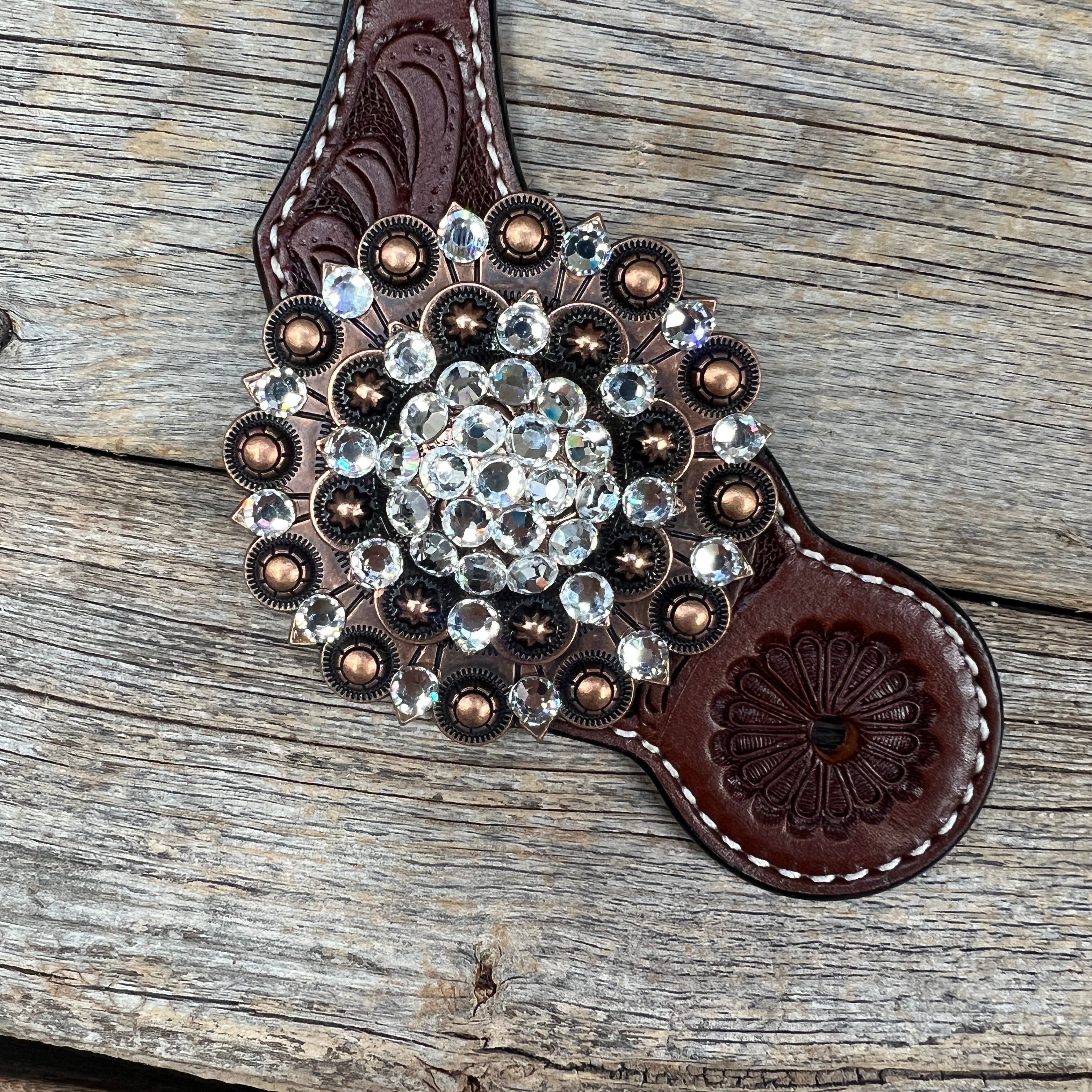 Floral Spur Straps - Copper Conchos #SS105 — view 2