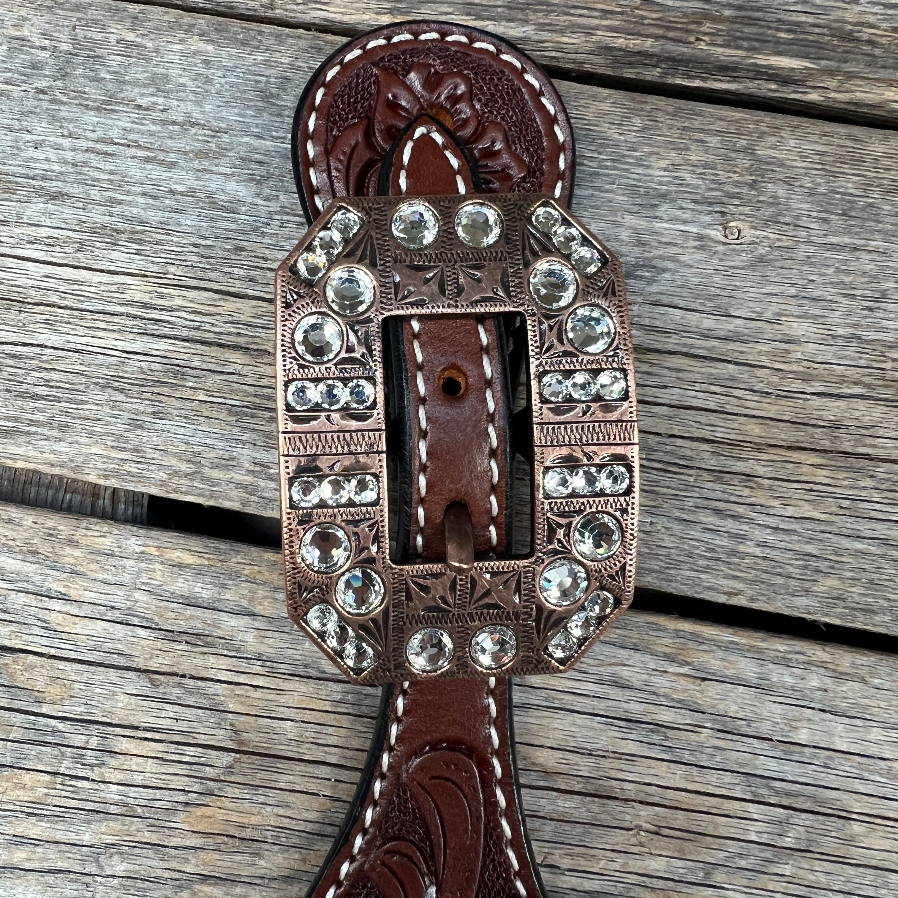 Floral Spur Straps - Copper Conchos #SS105 — view 3