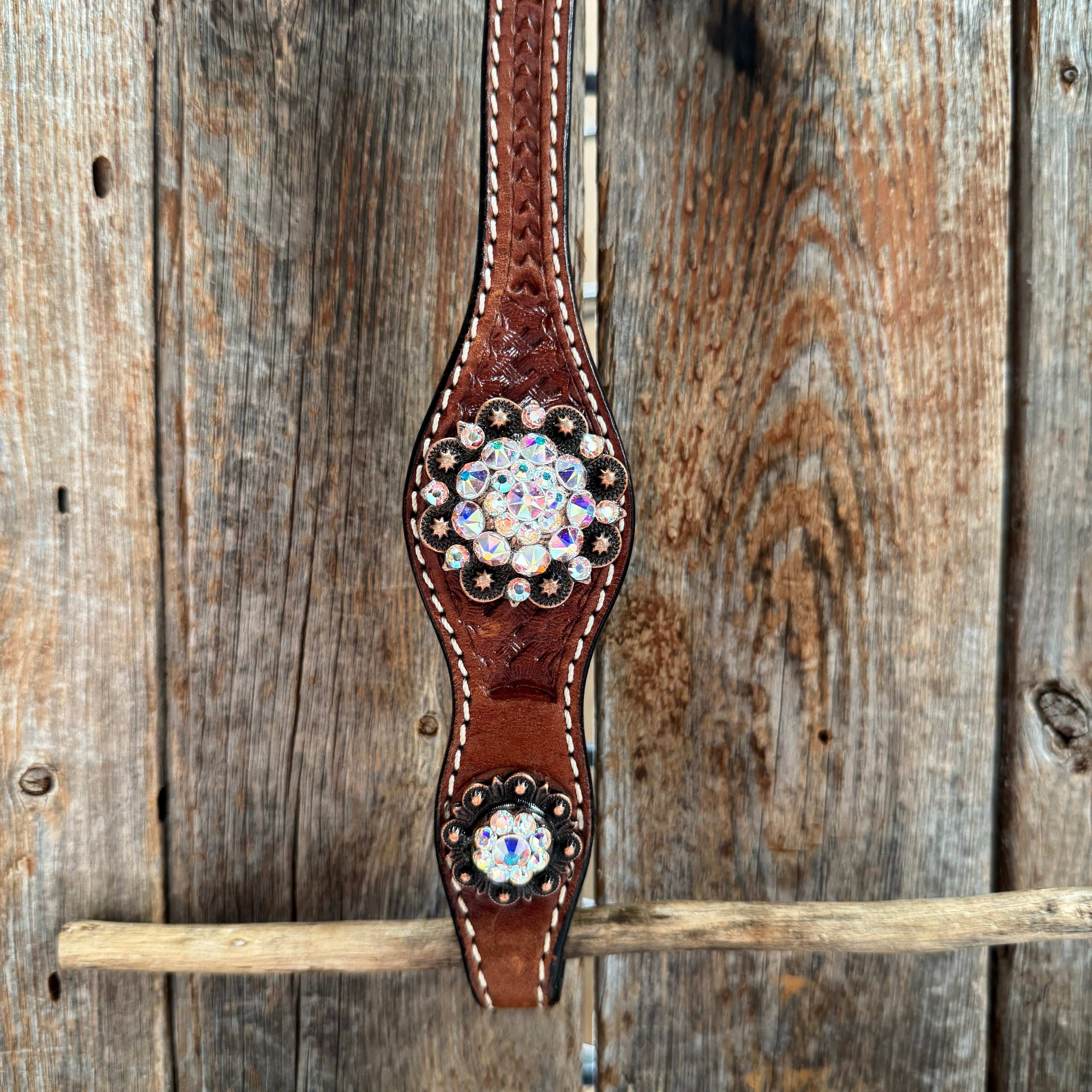 Medium Oil Basketweave AB Browband/One Ear Tack Set #BBBC672 — view 5