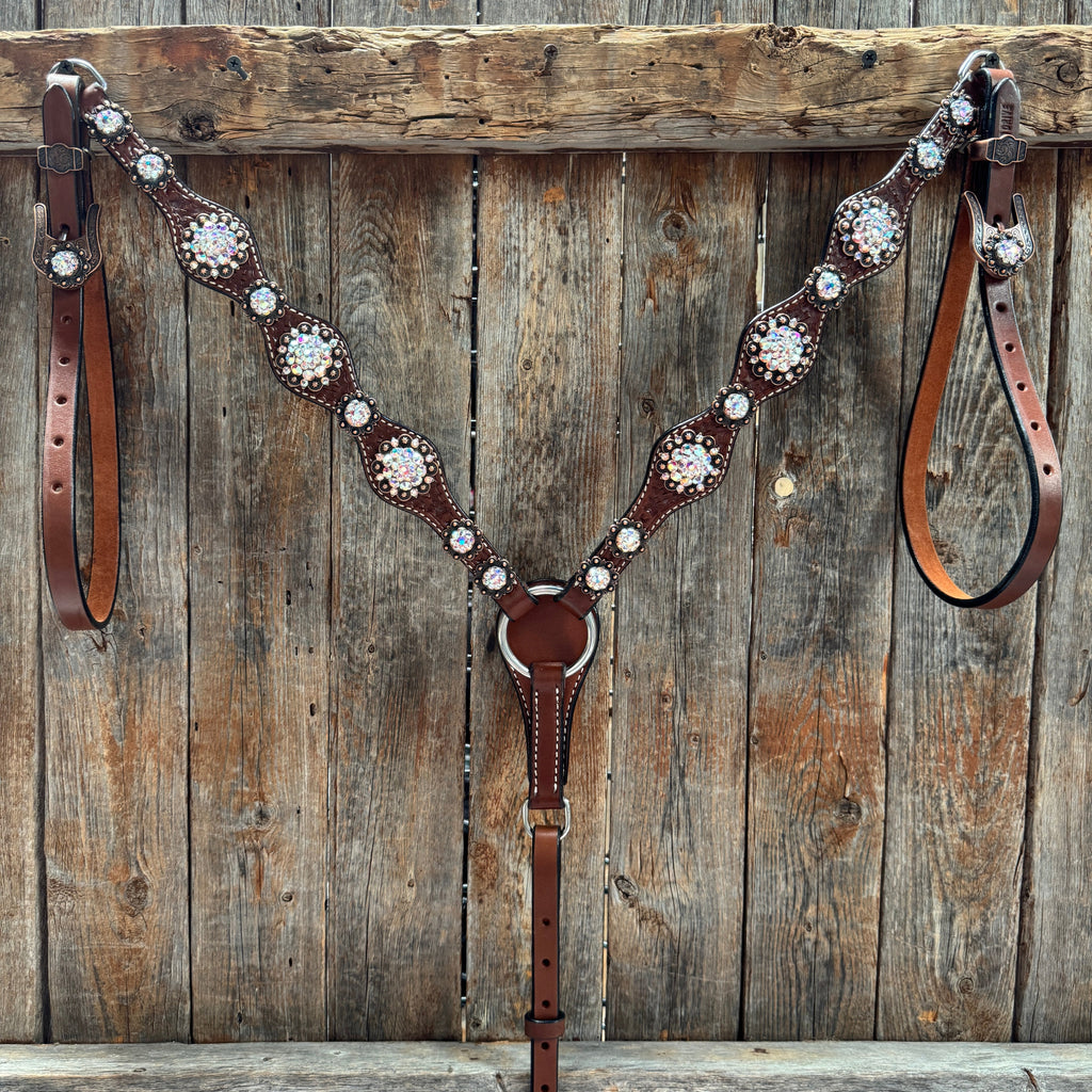 Medium Oil Basketweave AB Browband/One Ear Tack Set #BBBC672 — view 8