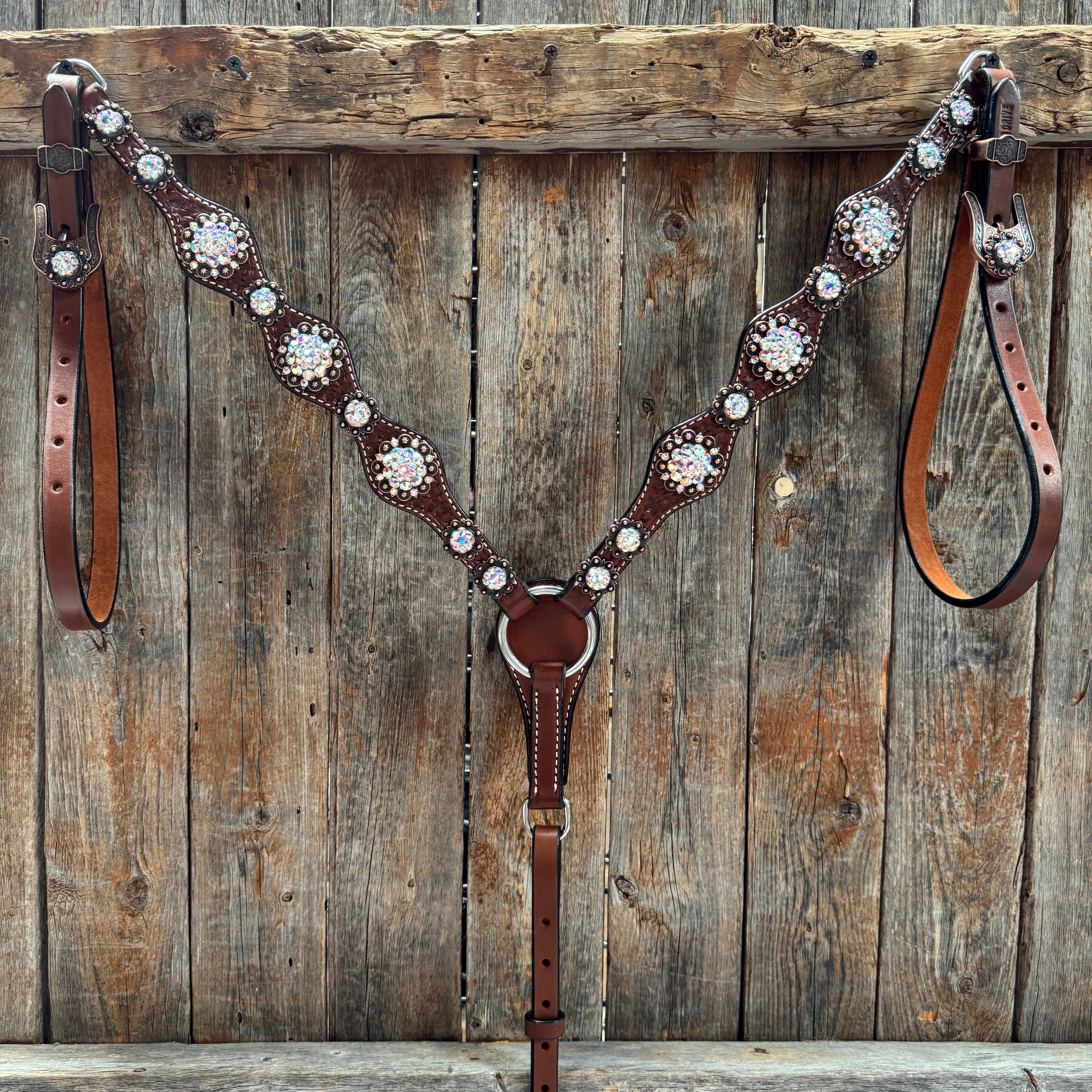 Medium Oil Basketweave AB Browband/One Ear Tack Set #BBBC672 — view 8