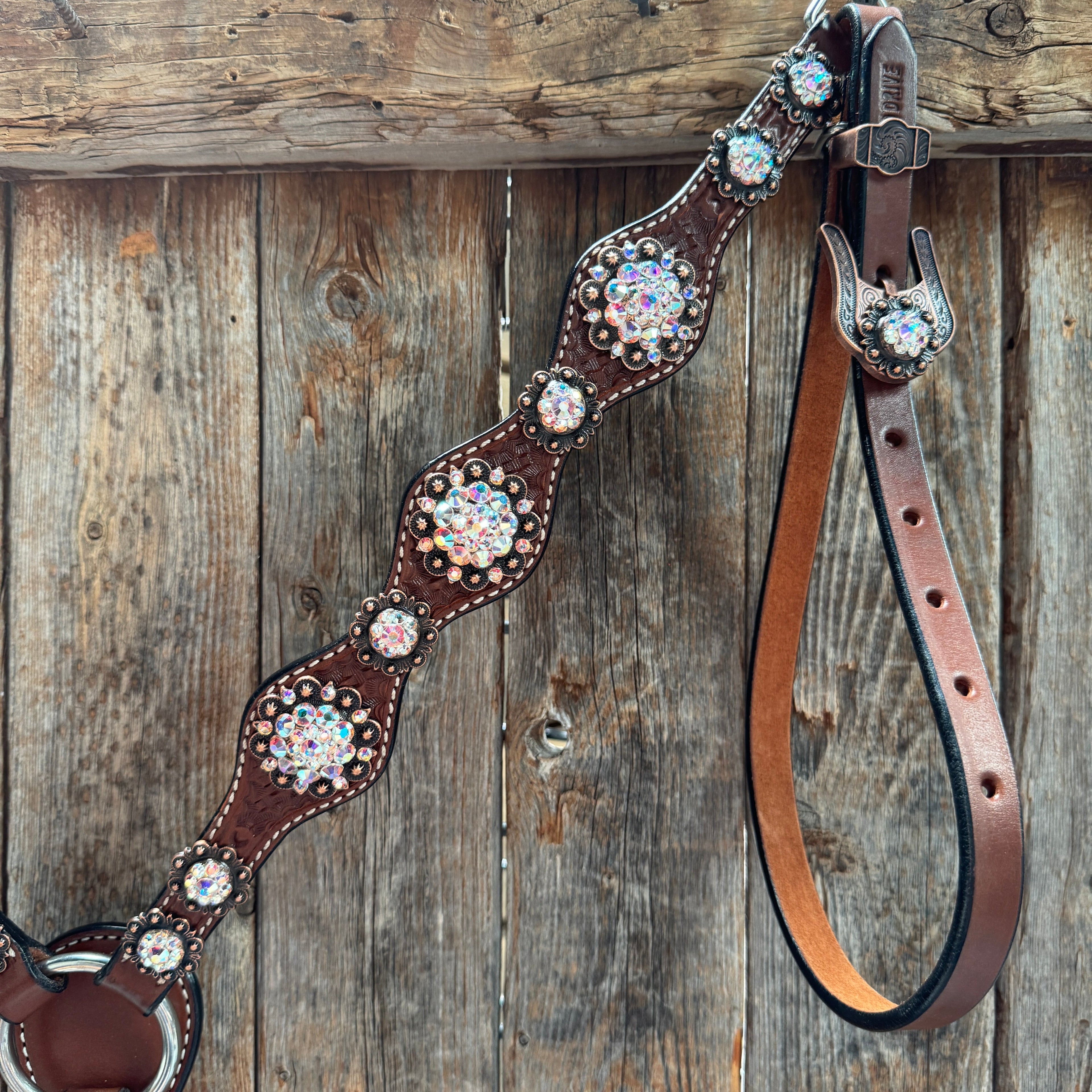 Medium Oil Basketweave AB Browband/One Ear Tack Set #BBBC672 — view 9