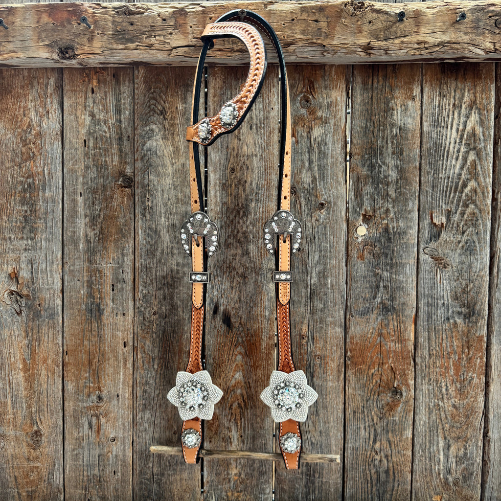 Light Oil Basketweave Clear One Ear Tack Set #OEBC674 — view 2