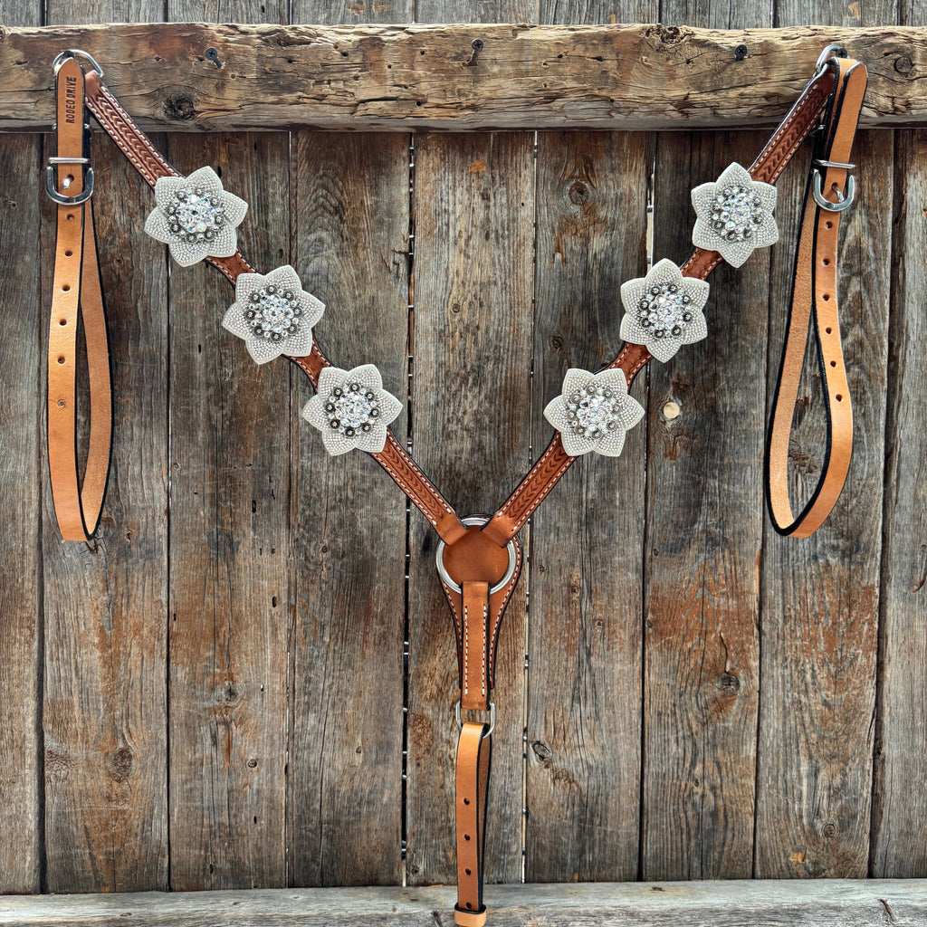Light Oil Basketweave Clear One Ear Tack Set #OEBC674 — view 6