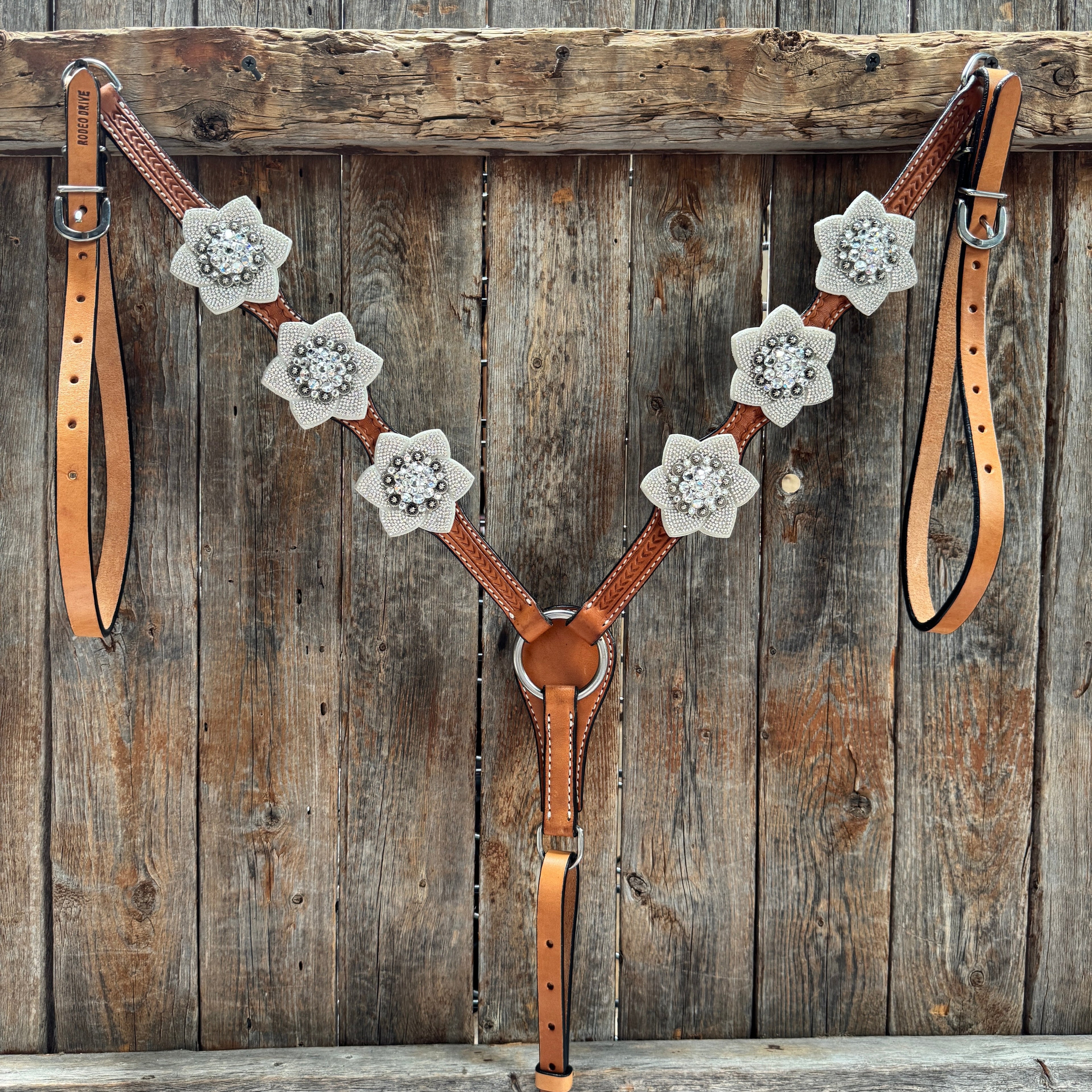Light Oil Basketweave Clear One Ear Tack Set #OEBC674 — view 6