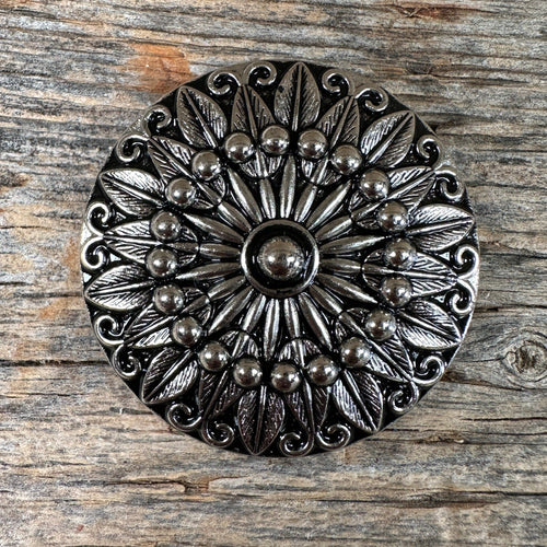 Antique Silver Floral Pinwheel Concho 1.5" W227L