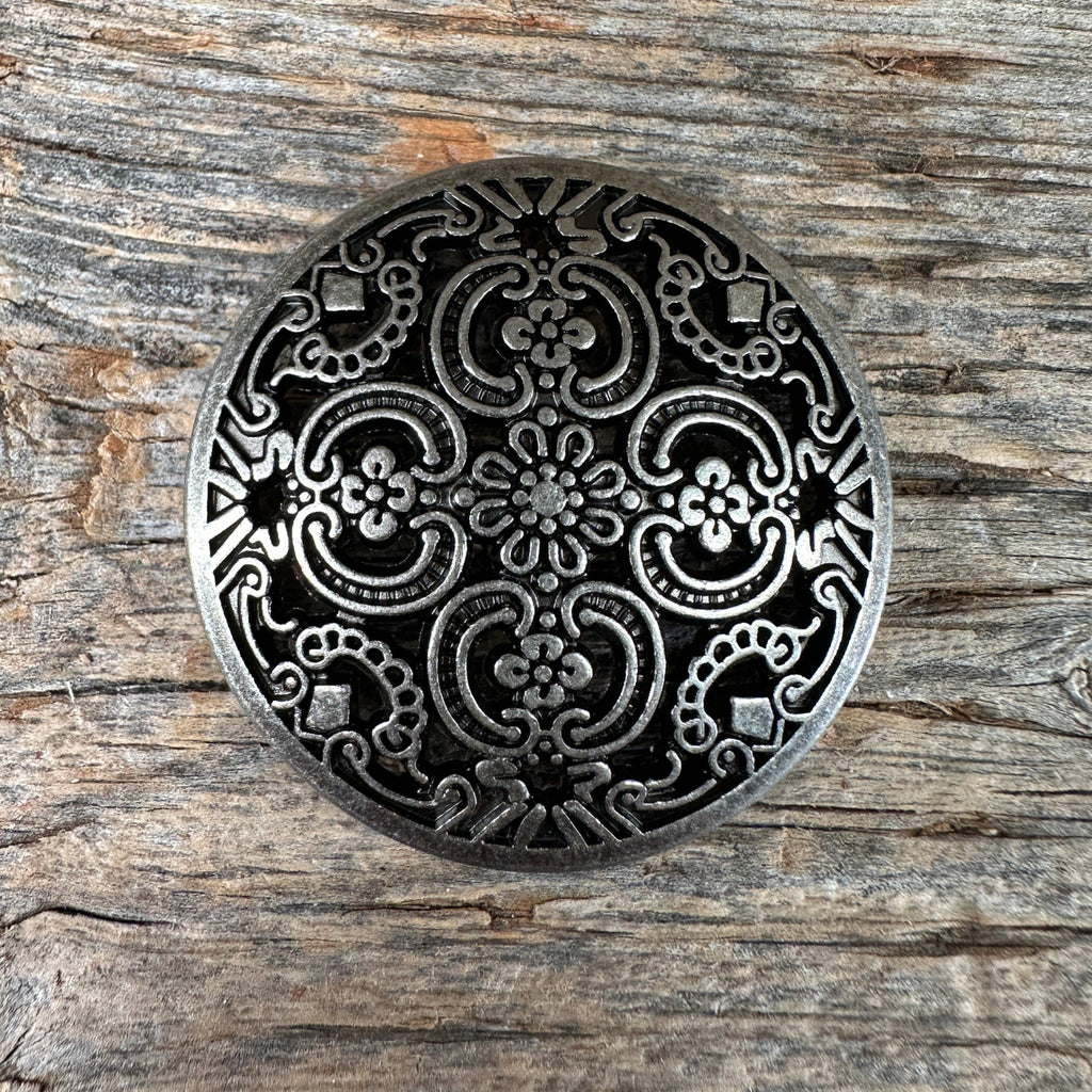 Antique Silver Floral Engraved Concho 1.5" W225L