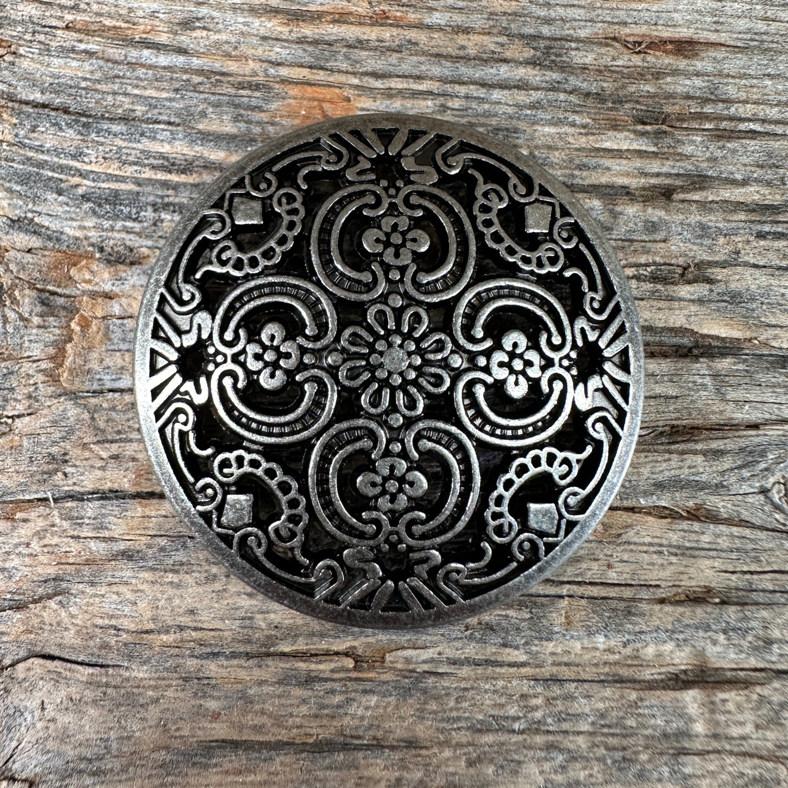 Antique Silver Floral Engraved Concho 1.5" W225L