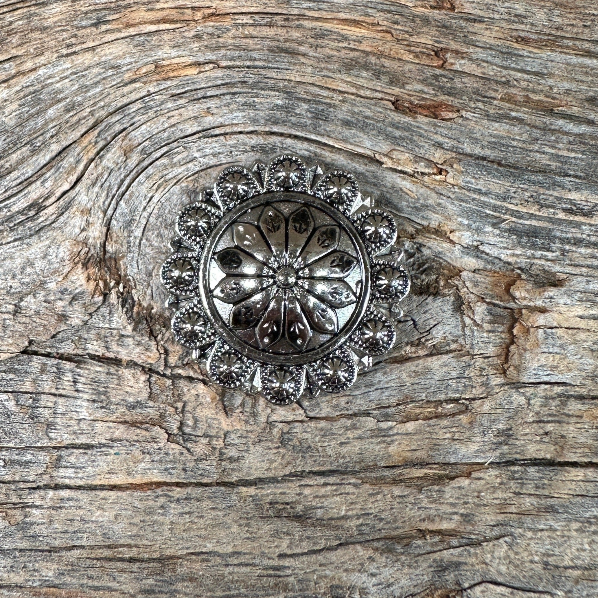 Antique Silver Flower and Berry Concho 1" W226S