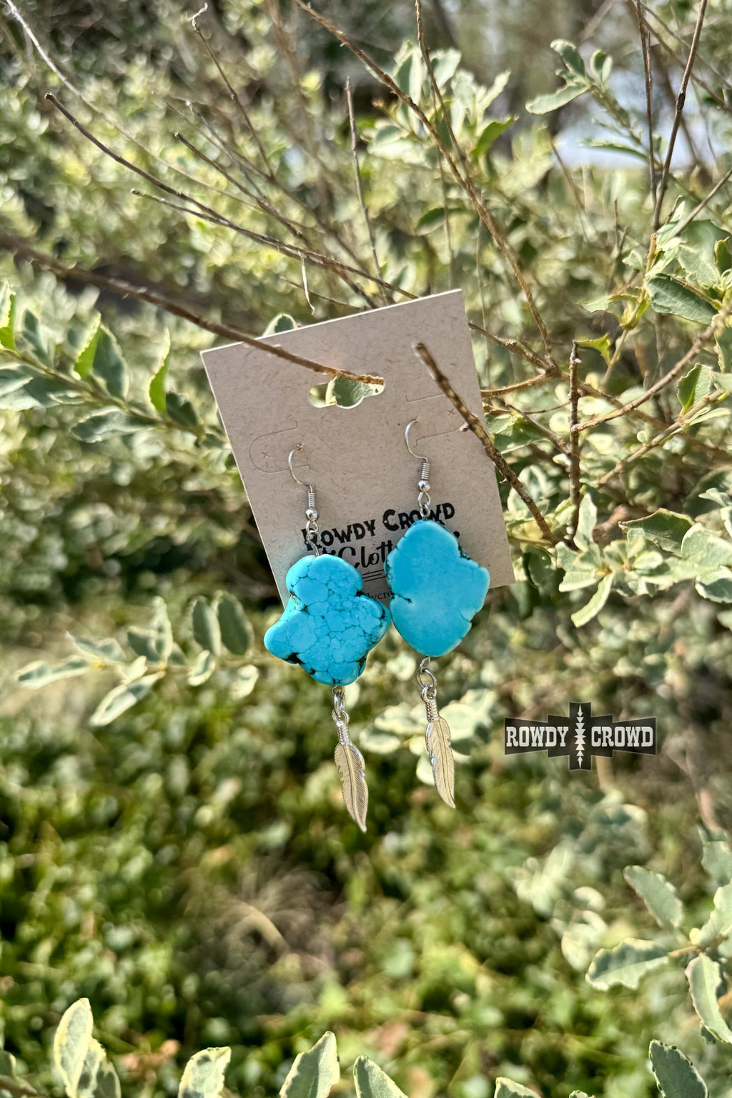DS Turquoise Feather Earrings by Rowdy Crowd Clothing - product image 2