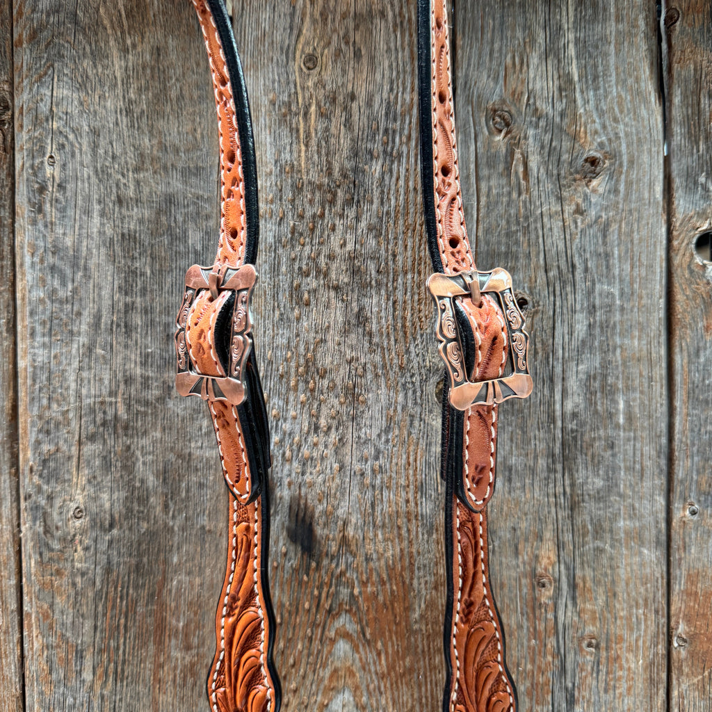 Light Oil Floral Coral, Clear One Ear & Breastcollar Tack Set #OEBC675 — view 4