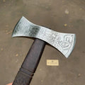 American Double Bit Axe with Wood Handle and Engraved Head