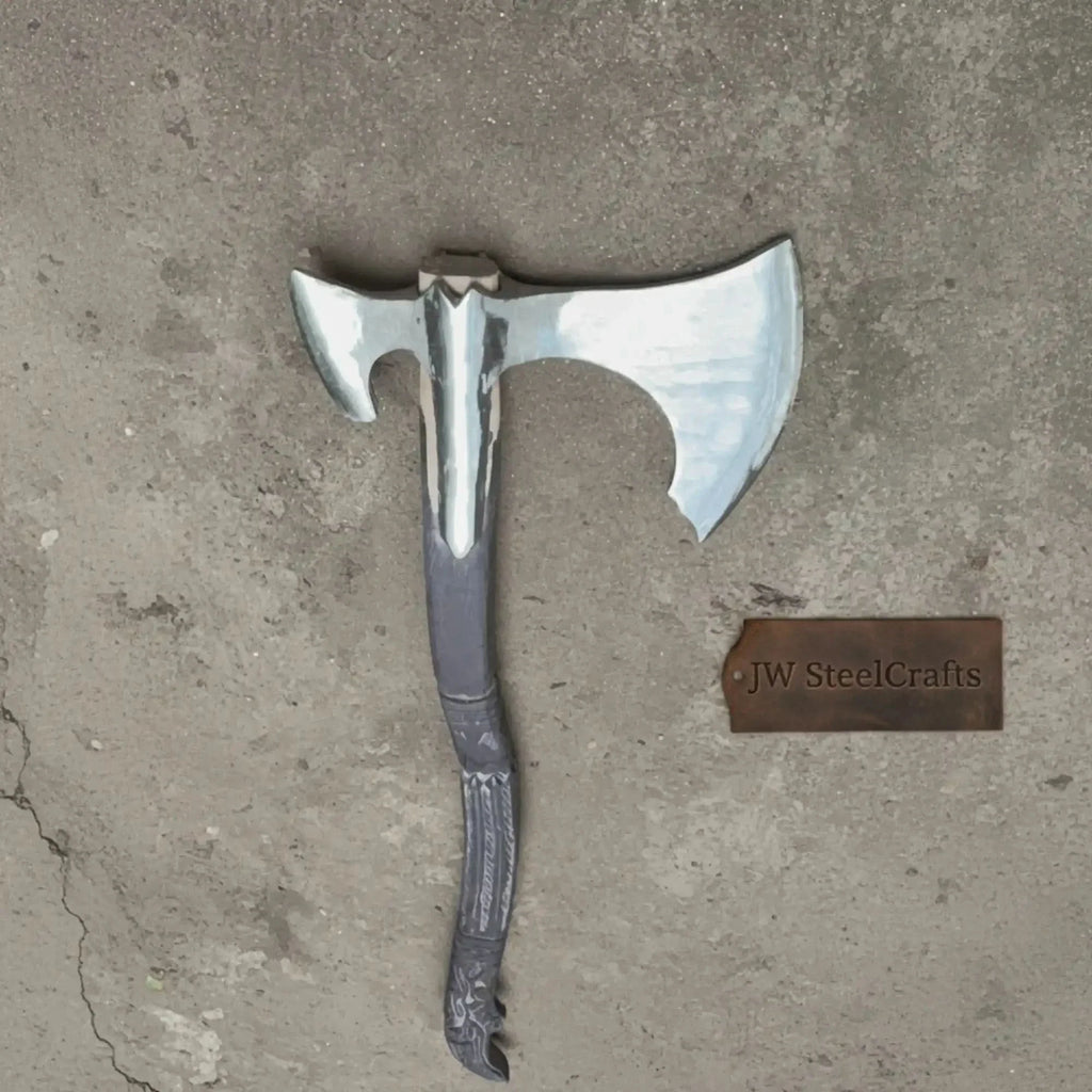 Spike War Axe Medieval Style Steel Head Wood Handle Outdoor Axe