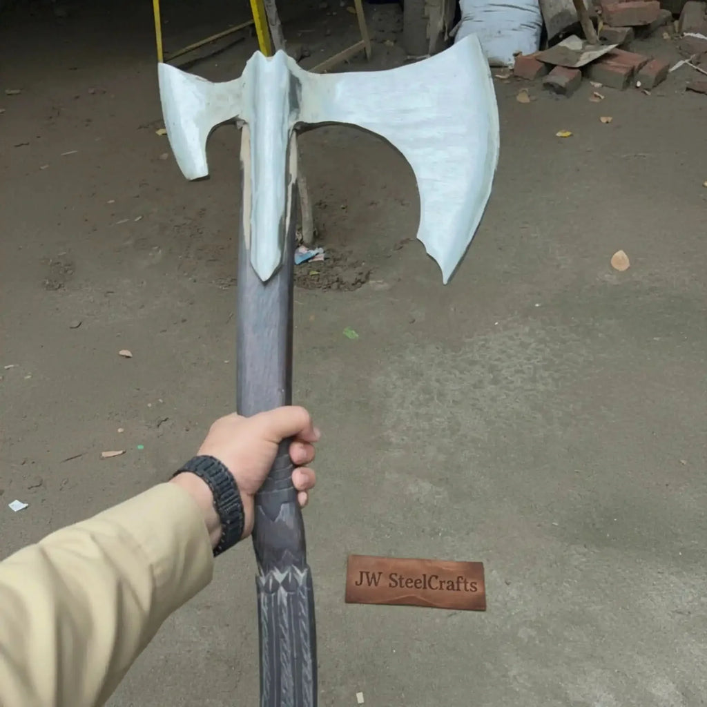 Spike War Axe Medieval Style Steel Head Wood Handle Outdoor Axe