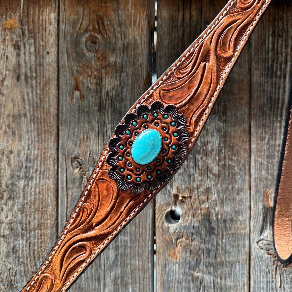 Light Oil V Brow Turquoise Cabochons Browband & Breastcollar Tack Set #BBBC681 — view 8
