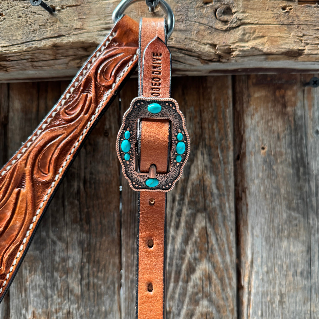 Light Oil V Brow Turquoise Cabochons Browband & Breastcollar Tack Set #BBBC681 — view 9