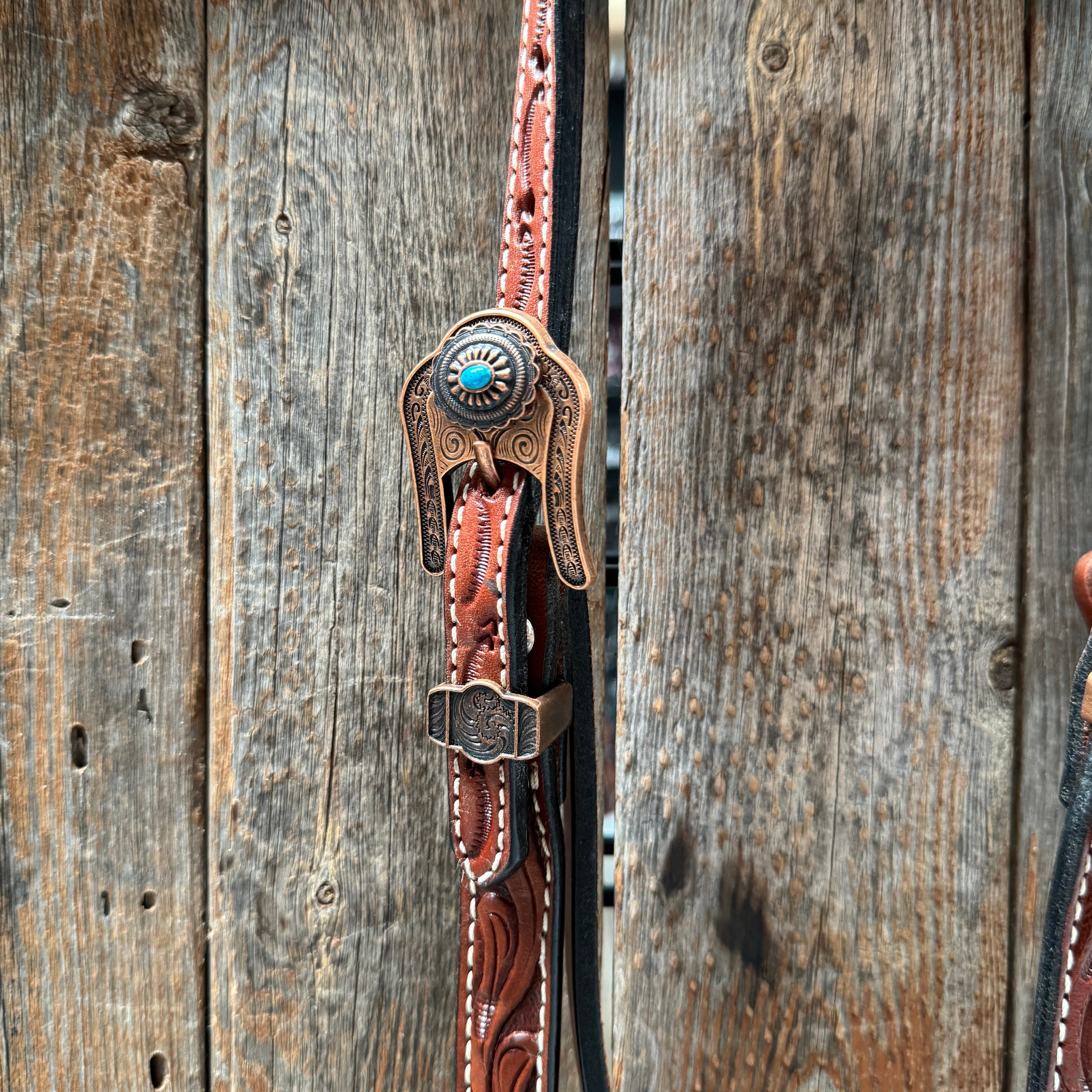 Medium Oil V Brow Oval Turquoise Browband & Breastcollar Tack Set #BBBC682 — view 5