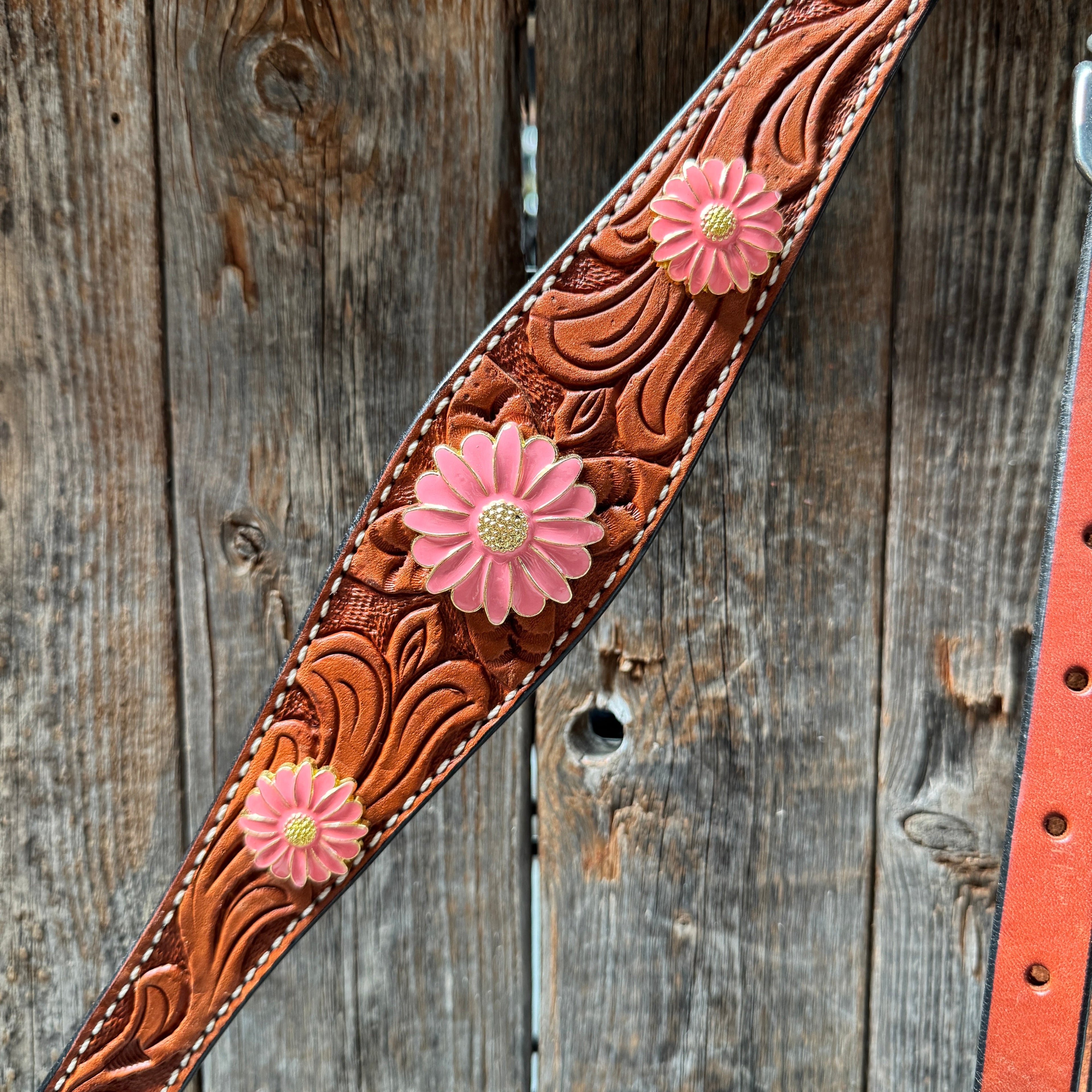 Light Oil V Brow Pink Flower Browband & Breastcollar Tack Set #BBBC680 — view 7