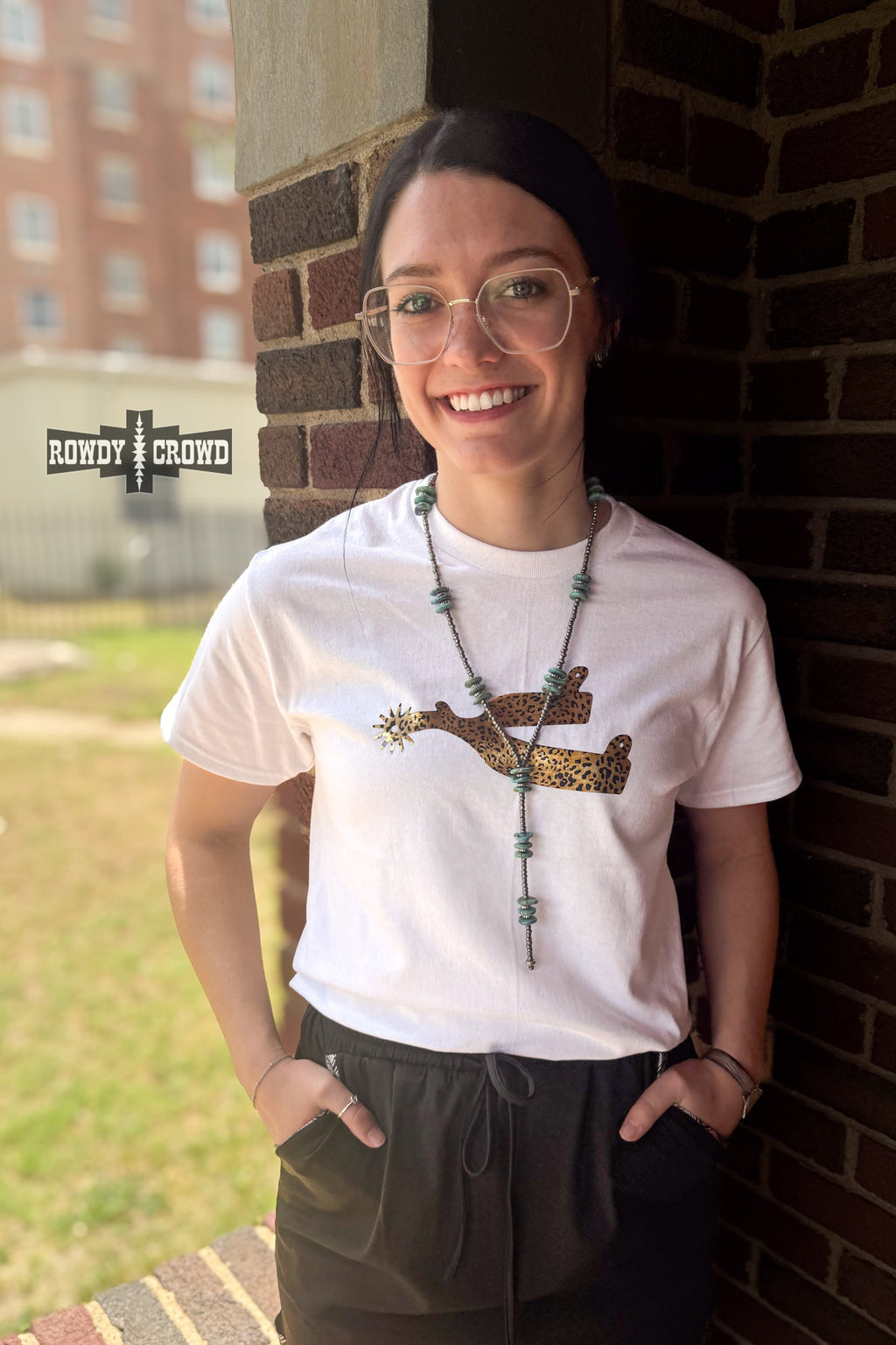 DS Leopard Spur Tee- WHITE by Rowdy Crowd Clothing