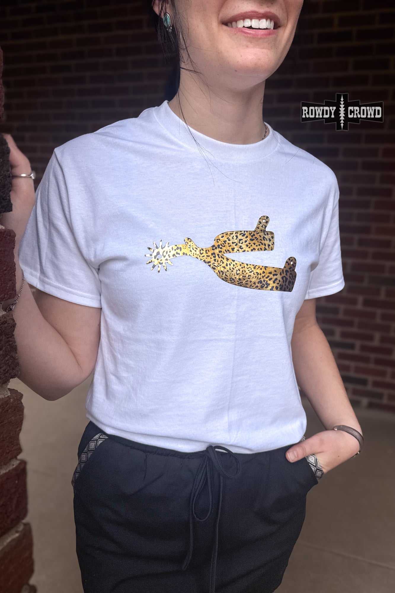 DS Leopard Spur Tee- WHITE by Rowdy Crowd Clothing - product image 3