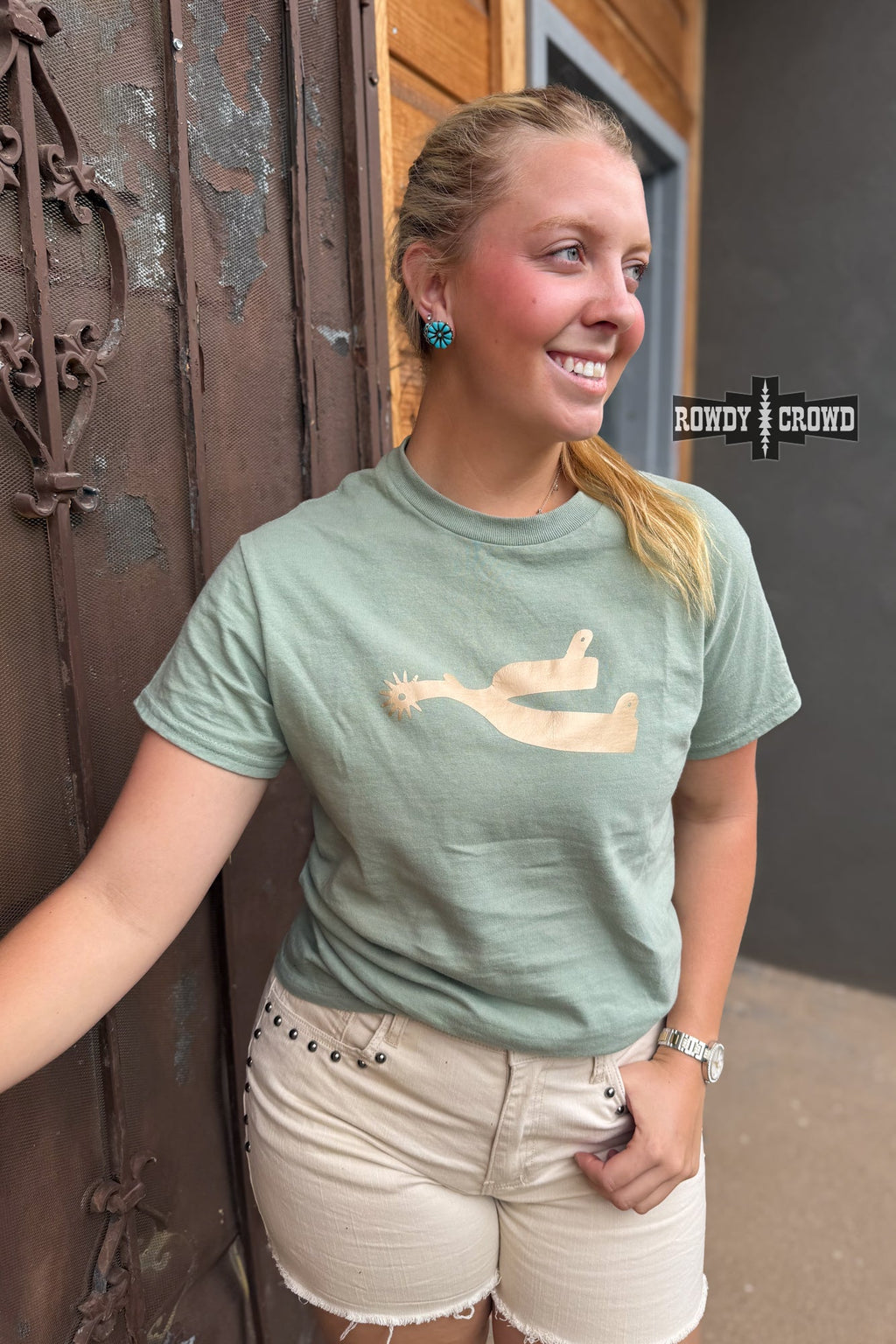 DS Metallic Spur Tee- DESERT GREEN by Rowdy Crowd Clothing - product image 2