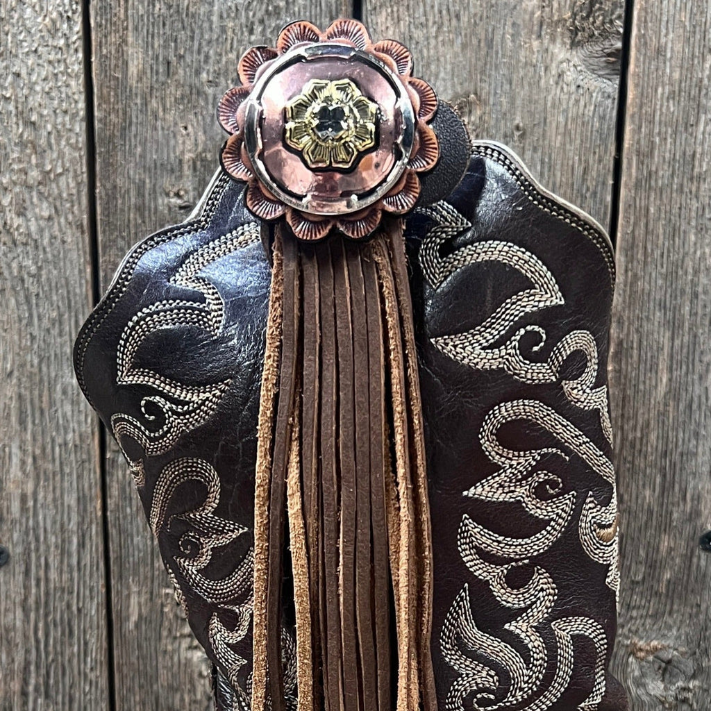 Boot Cuff Jewelry - Copper Floral Concho - Fringe