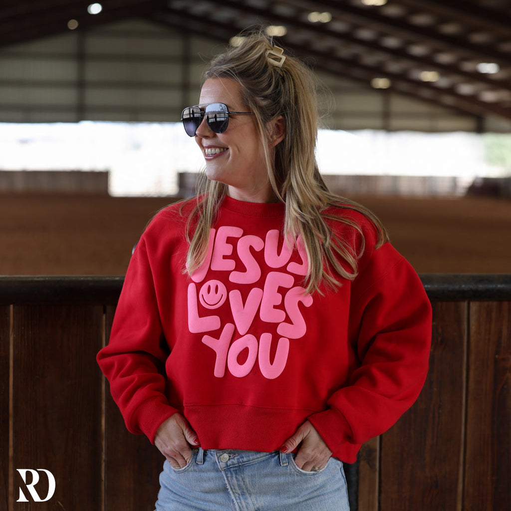 Jesus Loves You Cropped | Crewneck — view 2
