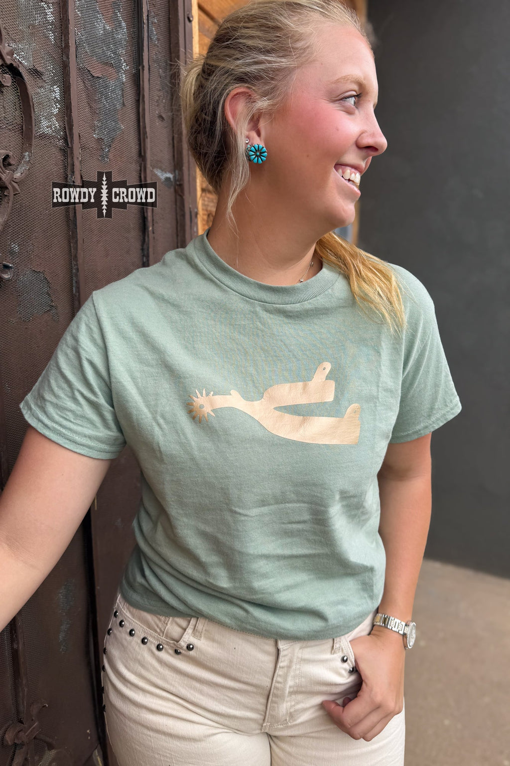 DS Metallic Spur Tee- DESERT GREEN by Rowdy Crowd Clothing - product image 3