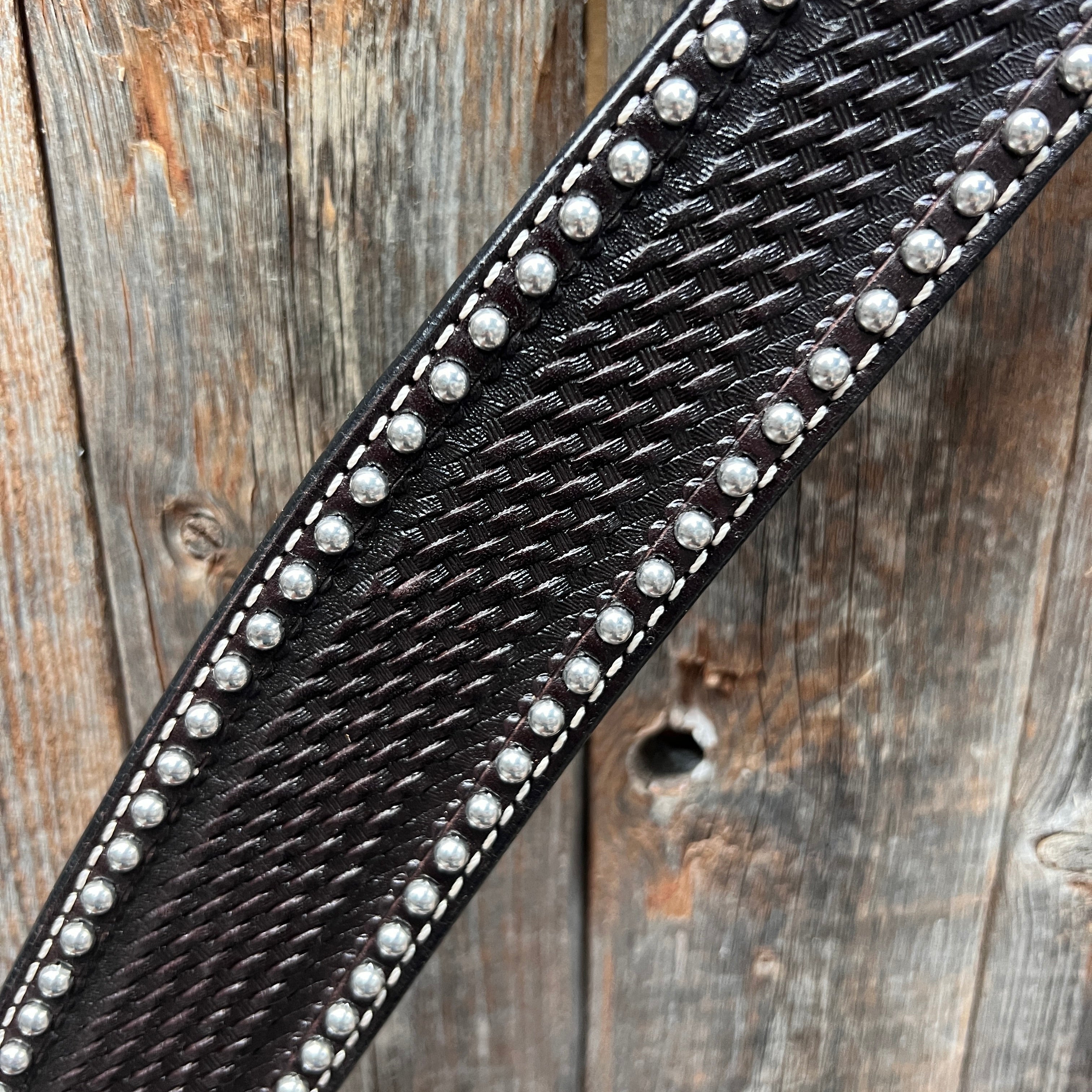 Dark Oil Basketweave with Silver Dots Tack Sets — view 6