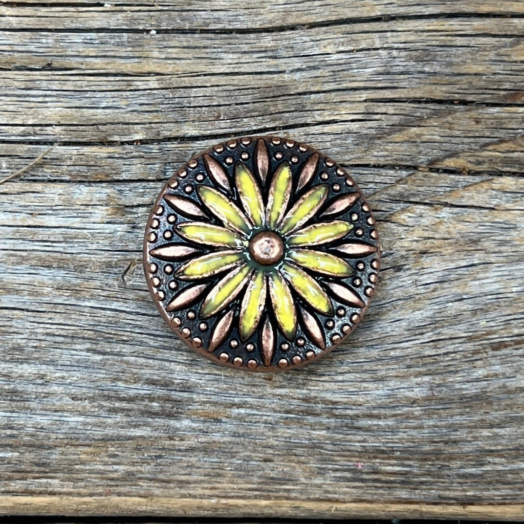 Copper Yellow Daisy Concho 1" W229S