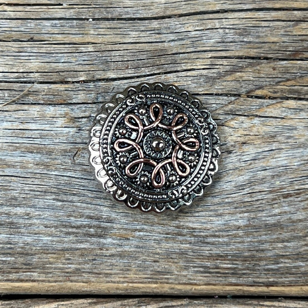 Antique Silver Flower and Loops Concho 1" W235S