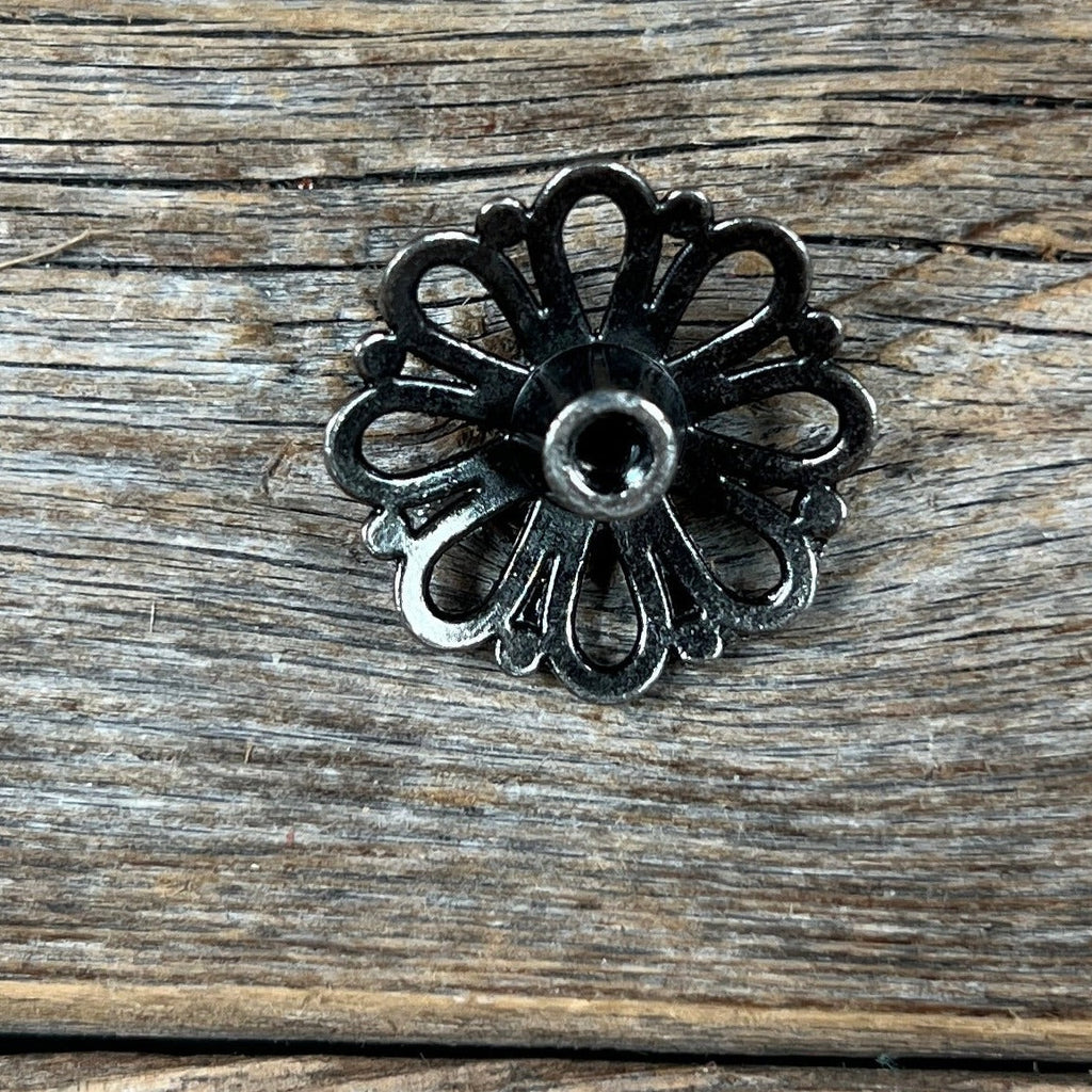 Antique Silver Turquoise Flower Concho 1.5" W231L — view 2