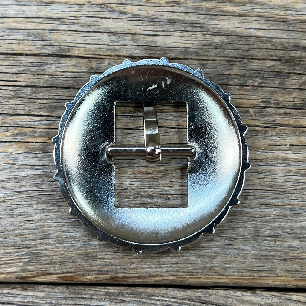 Antique Silver Floral Round Western Buckle W238B — view 2