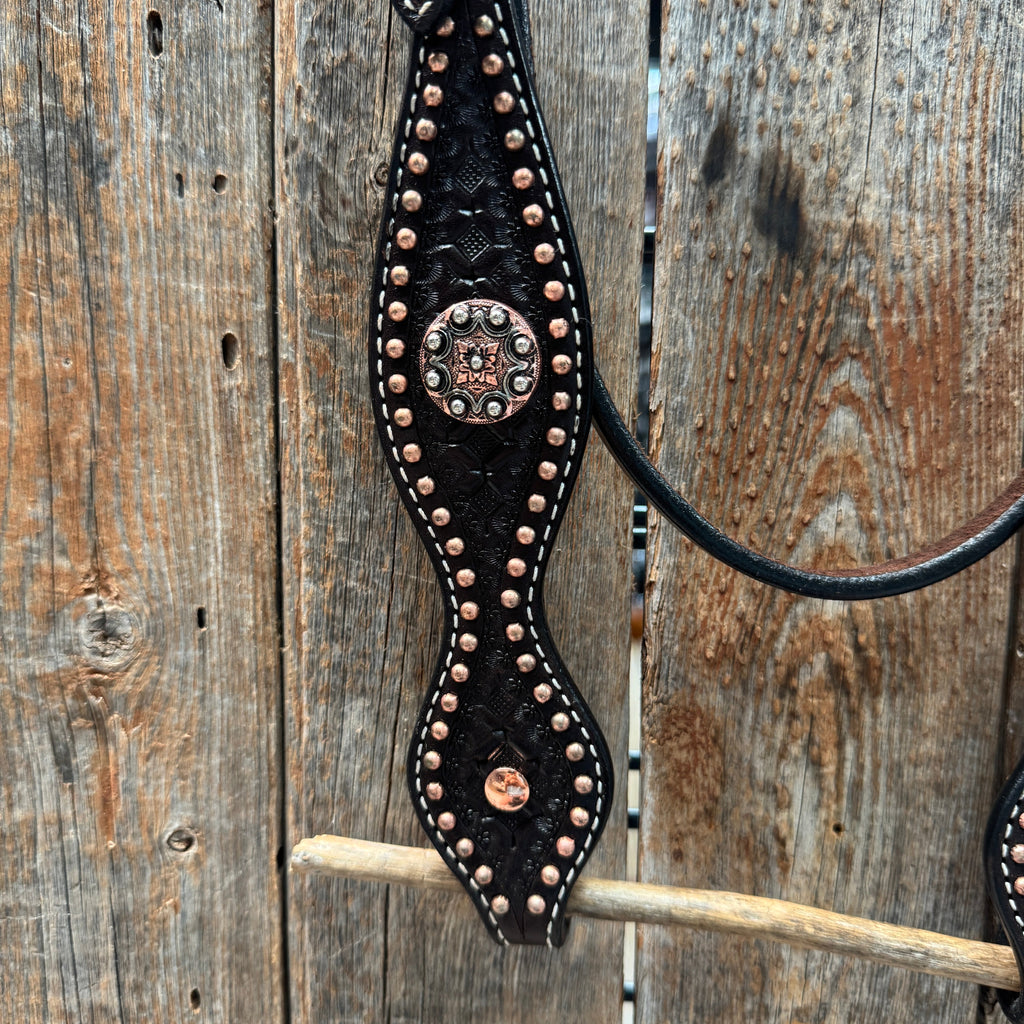 Copper Dot Honeycomb Western Browband / One Ear Tack Set #BBBC418 — view 8