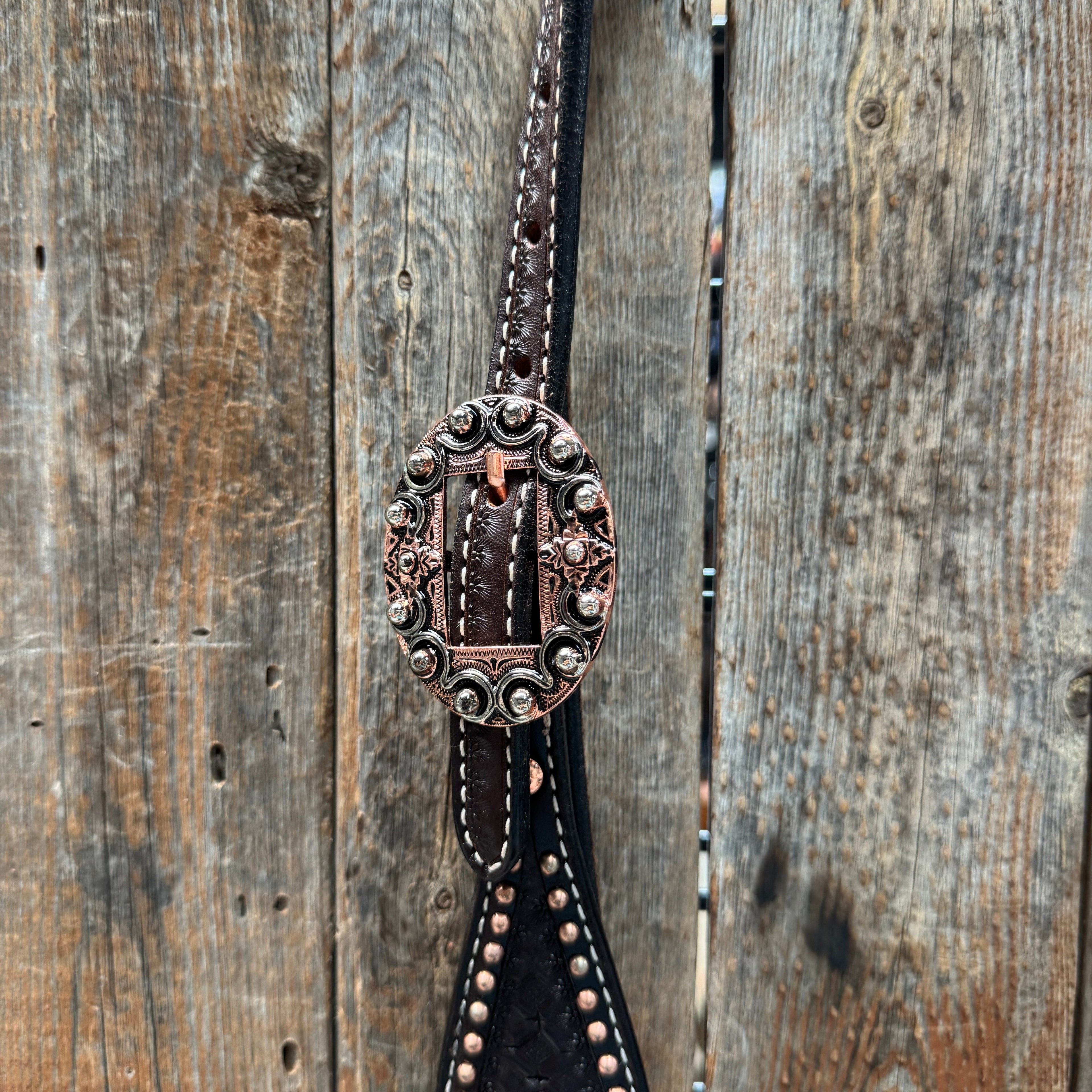 Copper Dot Honeycomb Western Browband / One Ear Tack Set #BBBC418 — view 4