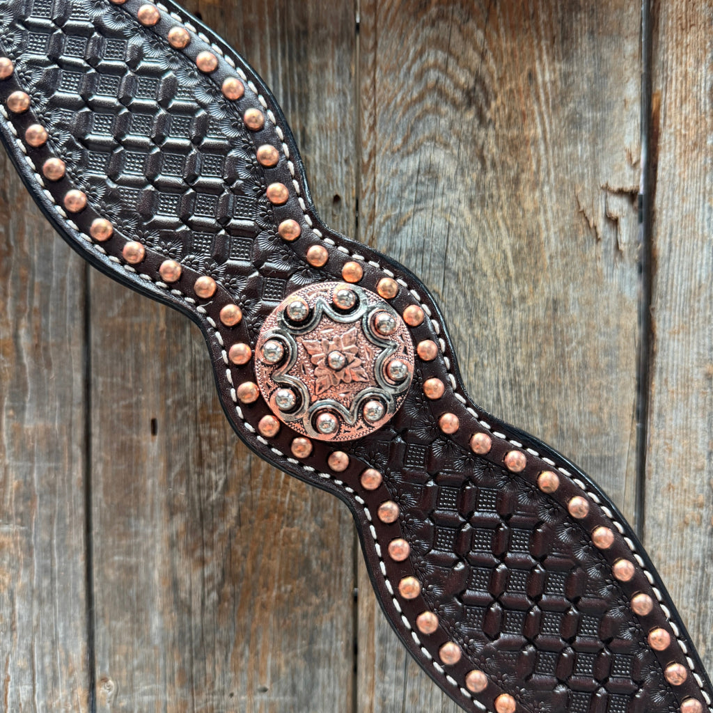 Copper Dot Honeycomb Western Browband / One Ear Tack Set #BBBC418 — view 10