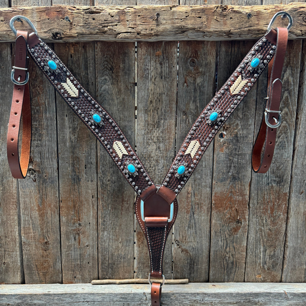 Rawhide South West One Ear Headstall and Breastcollar Tack Set #OEBC409 — view 6