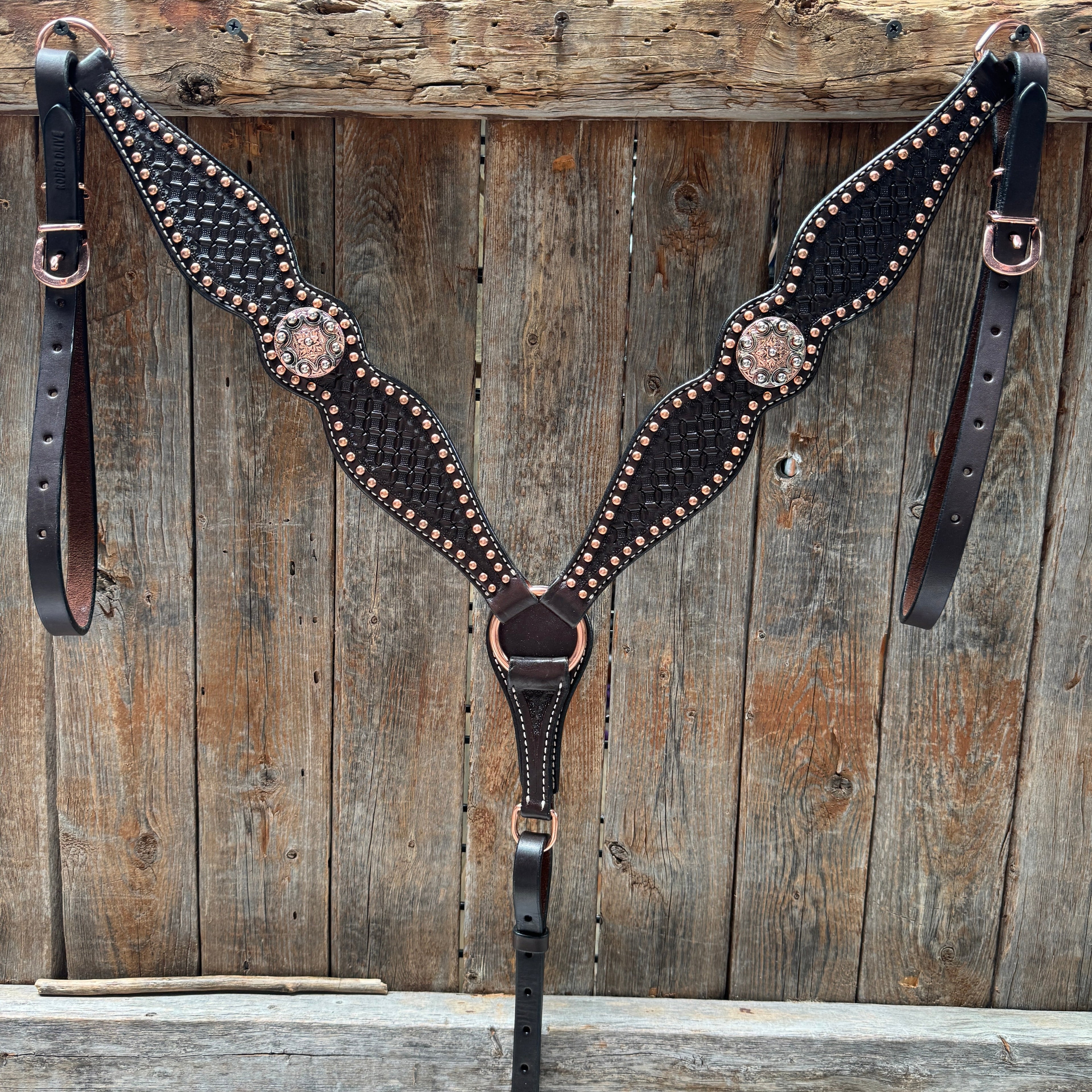 Copper Dot Honeycomb Western Browband / One Ear Tack Set #BBBC418 — view 9