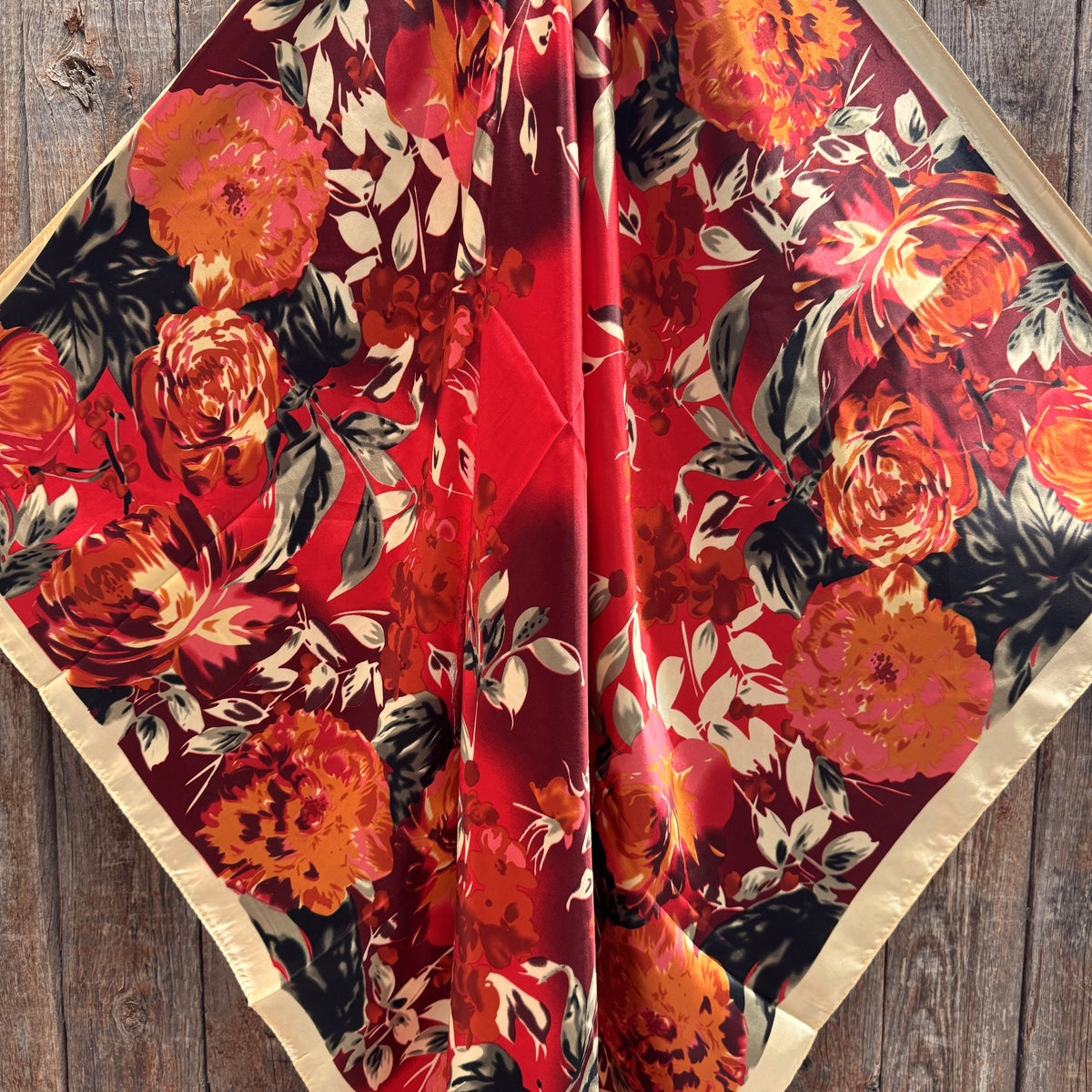 Red Floral Wild Rag - Western Scarf
