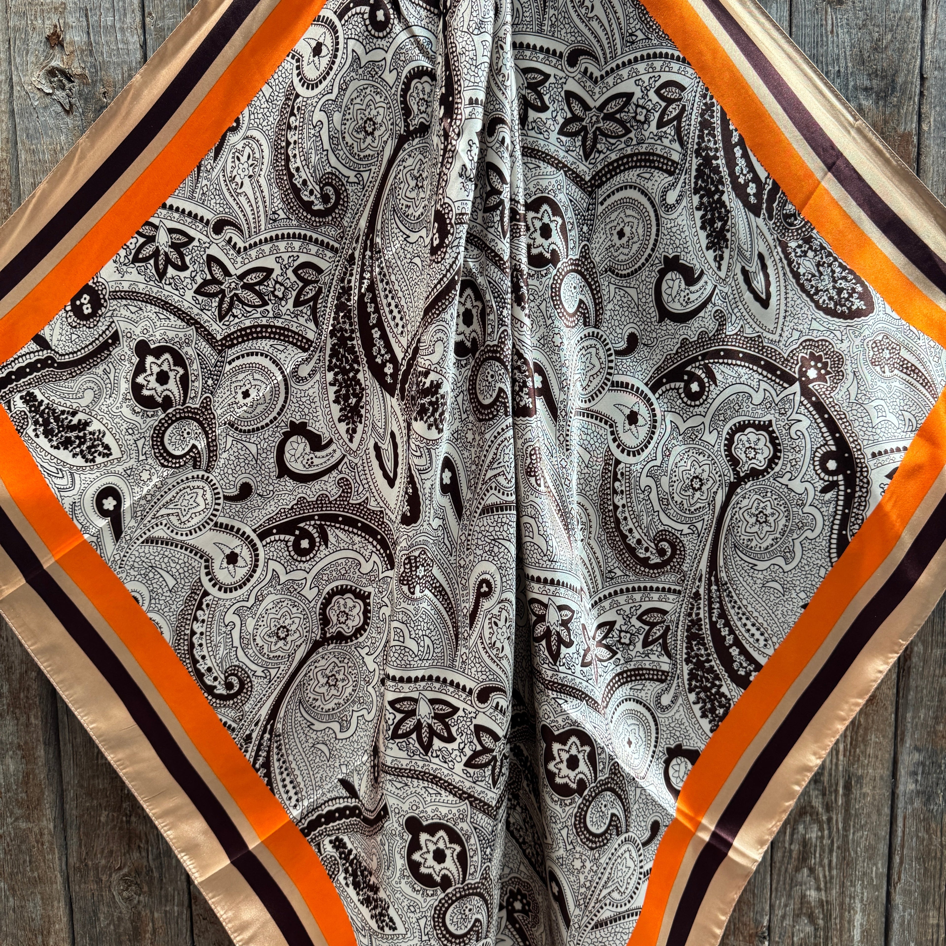 Brown and Tan Paisley Wild Rag - Western Scarf
