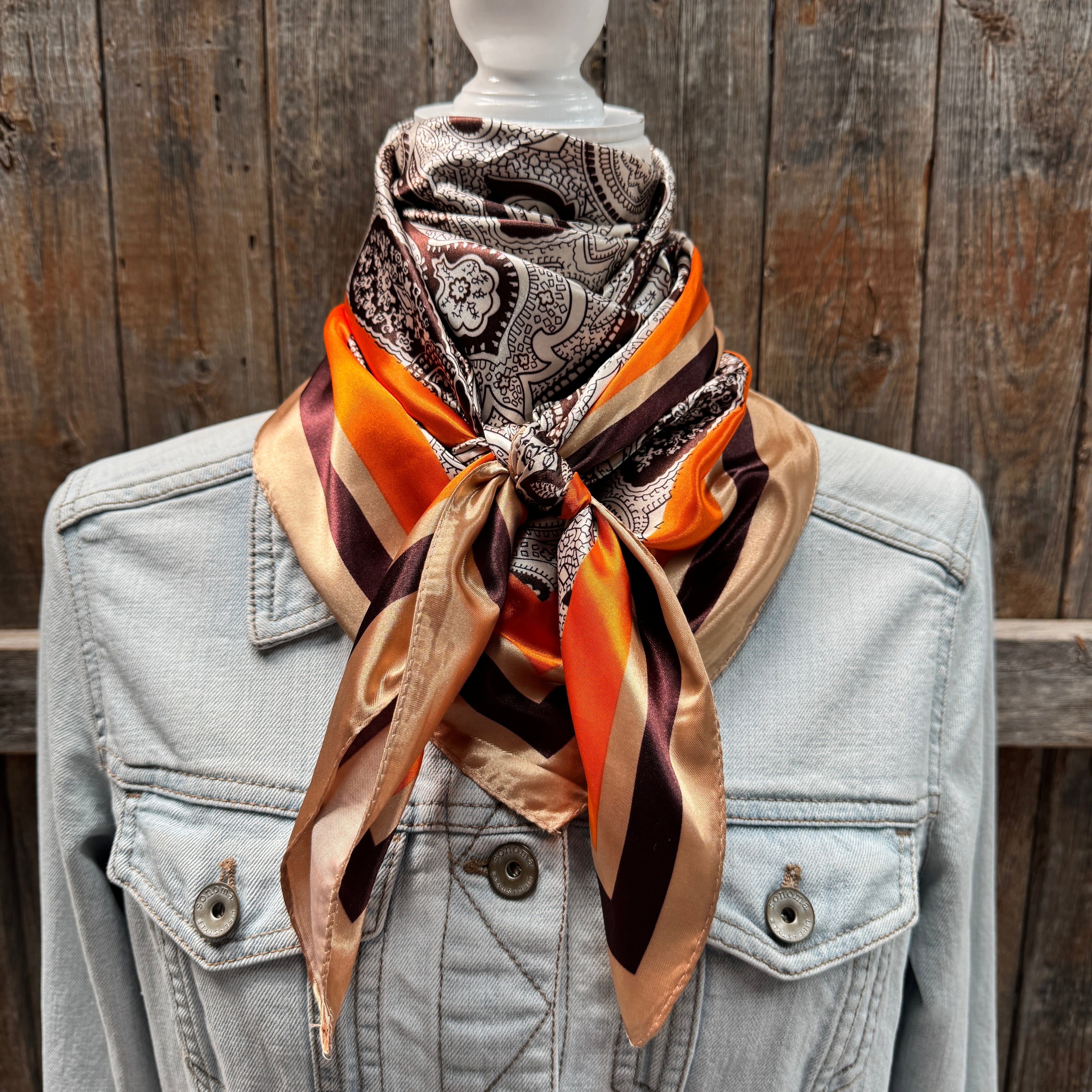 Brown and Tan Paisley Wild Rag - Western Scarf